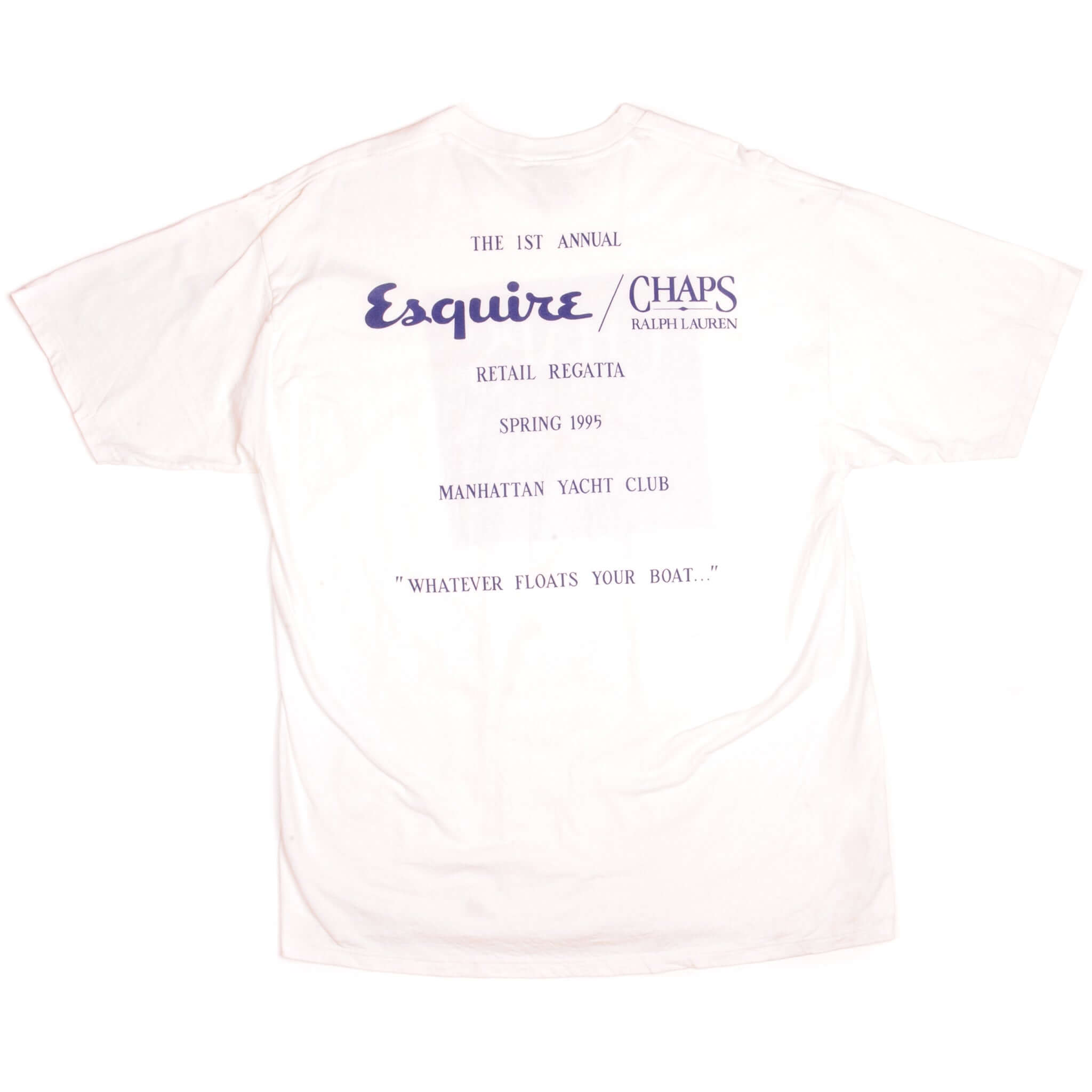 Vintage Chaps Ralph Lauren Esquire Retail Regatta Manhattan Yacht Club Tee Shirt 1995 Size XLarge Made In USA.