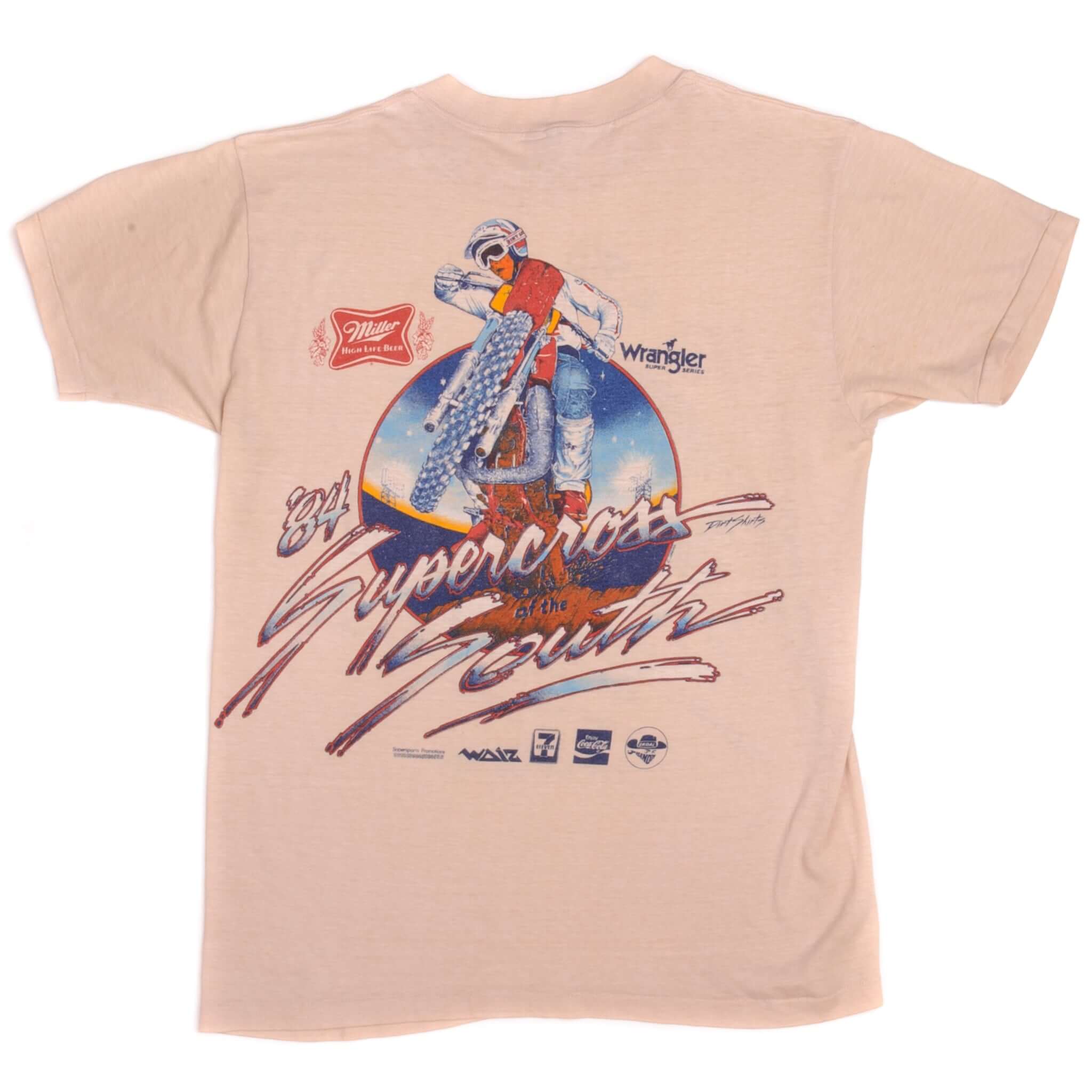 Vintage Motocross Supercross South '84 Skimmers Tee Shirt 1984 Size Medium Made In USA With Single Stitch Sleeves.