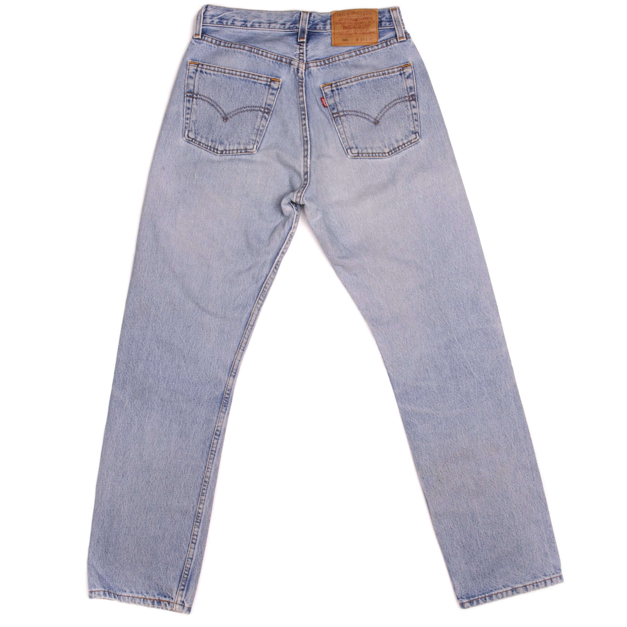 Beautiful Indigo Levis 501 Jeans 1990s Made in USA with a light blue wash and some nice light whiskers. Size on Tag 28X30 ACTUAL SIZE 26X29 Back Button #553