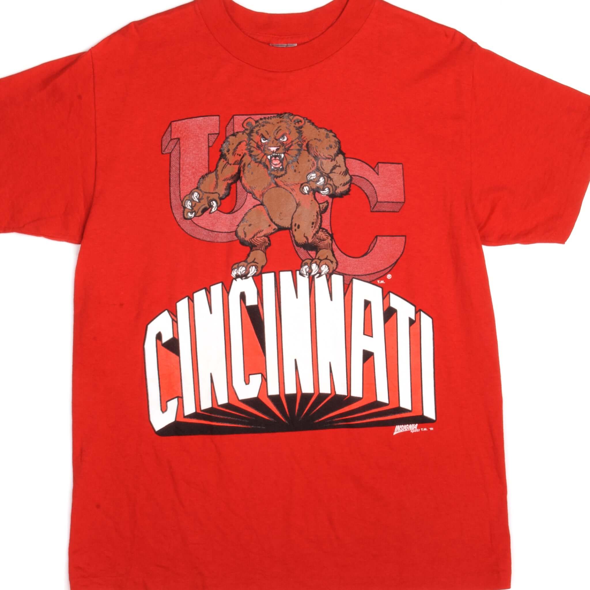Vintage UC Cincinnati Bearcats Delta Tee Shirt 1991 Size Medium Made In USA With Single Stitch Sleeves.