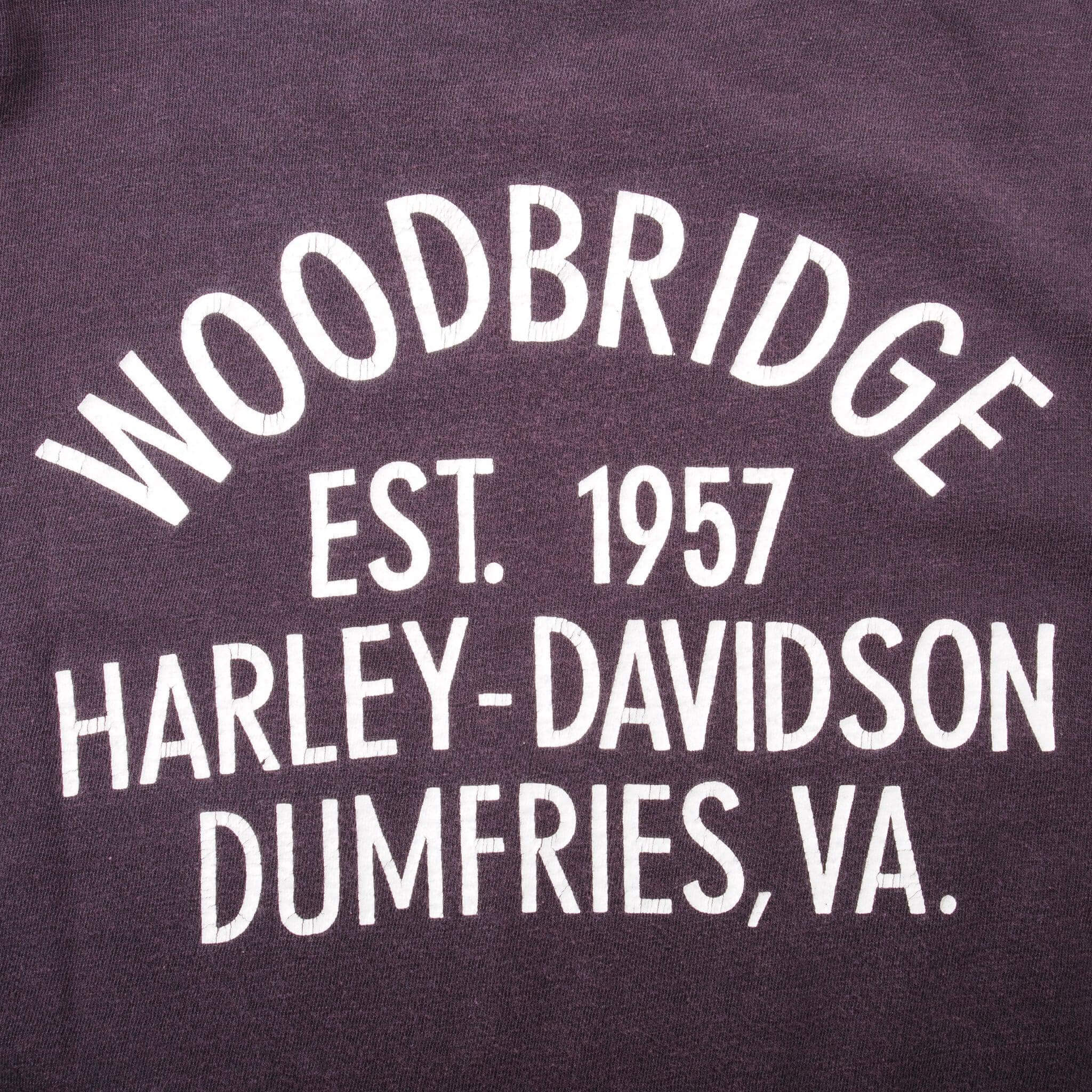 Vintage Champion Harley Davidson Woodbridge Dumfries, VA Tee Shirt 1970'S Size Medium. Made In USA.