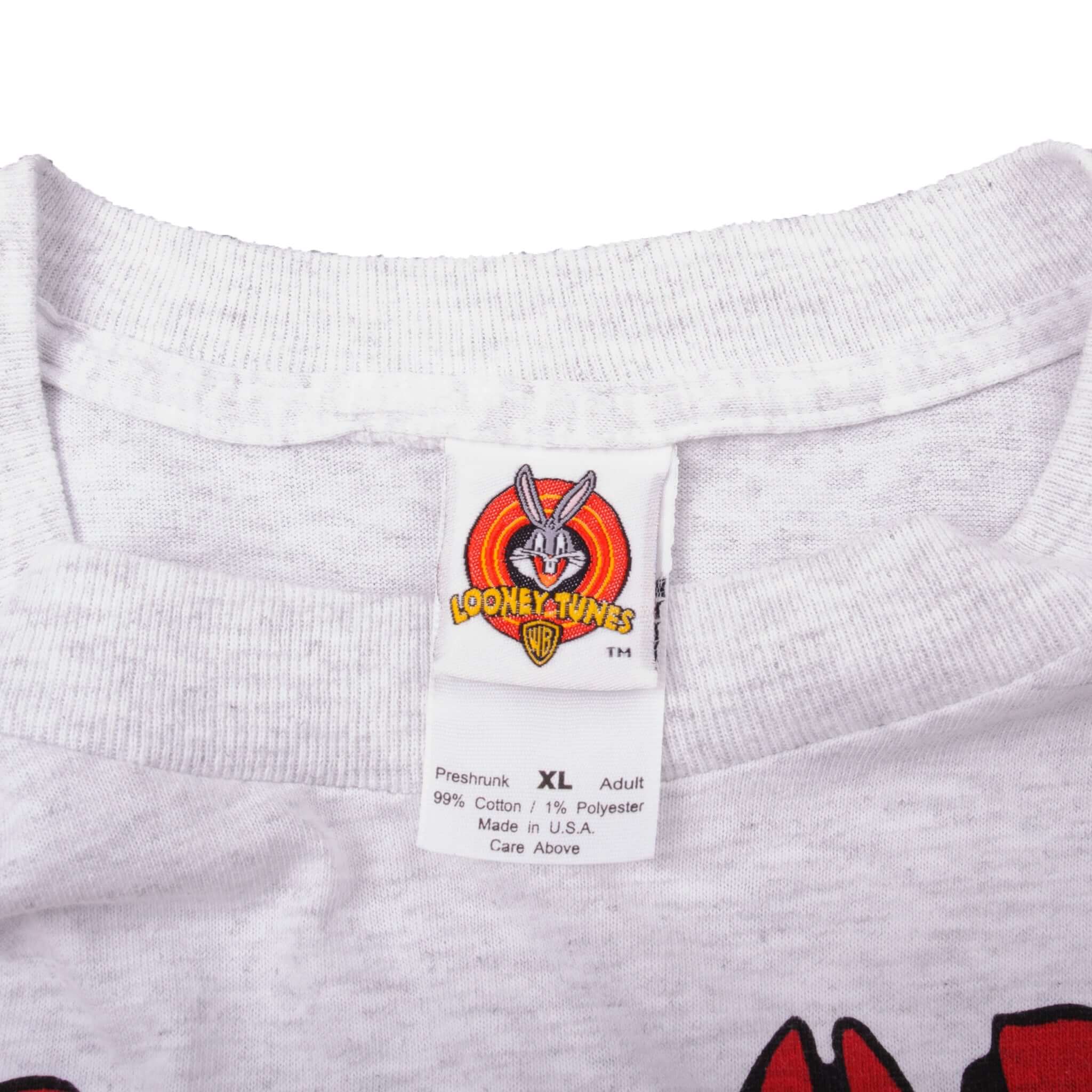 Vintage Warner Bros Looney Tunes Taz Where's The Competition Tee Shirt 1997 Size XLarge With Single Stitch Sleeves. Made In USA.