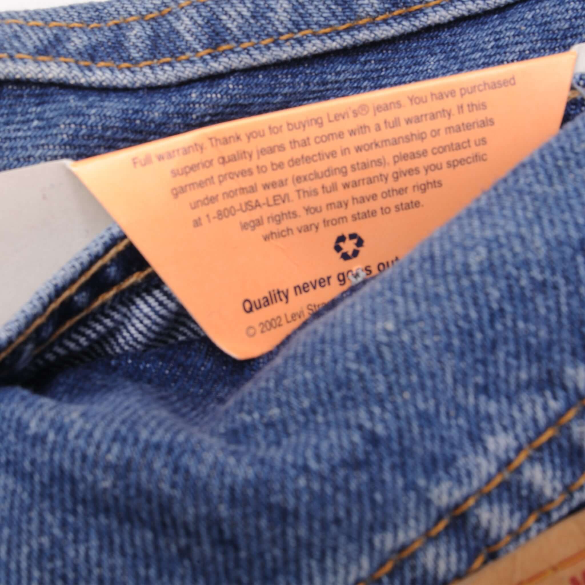 Beautiful Blue Levis 501 Jeans 2002 Size on Tag 30X32 Back Button #647