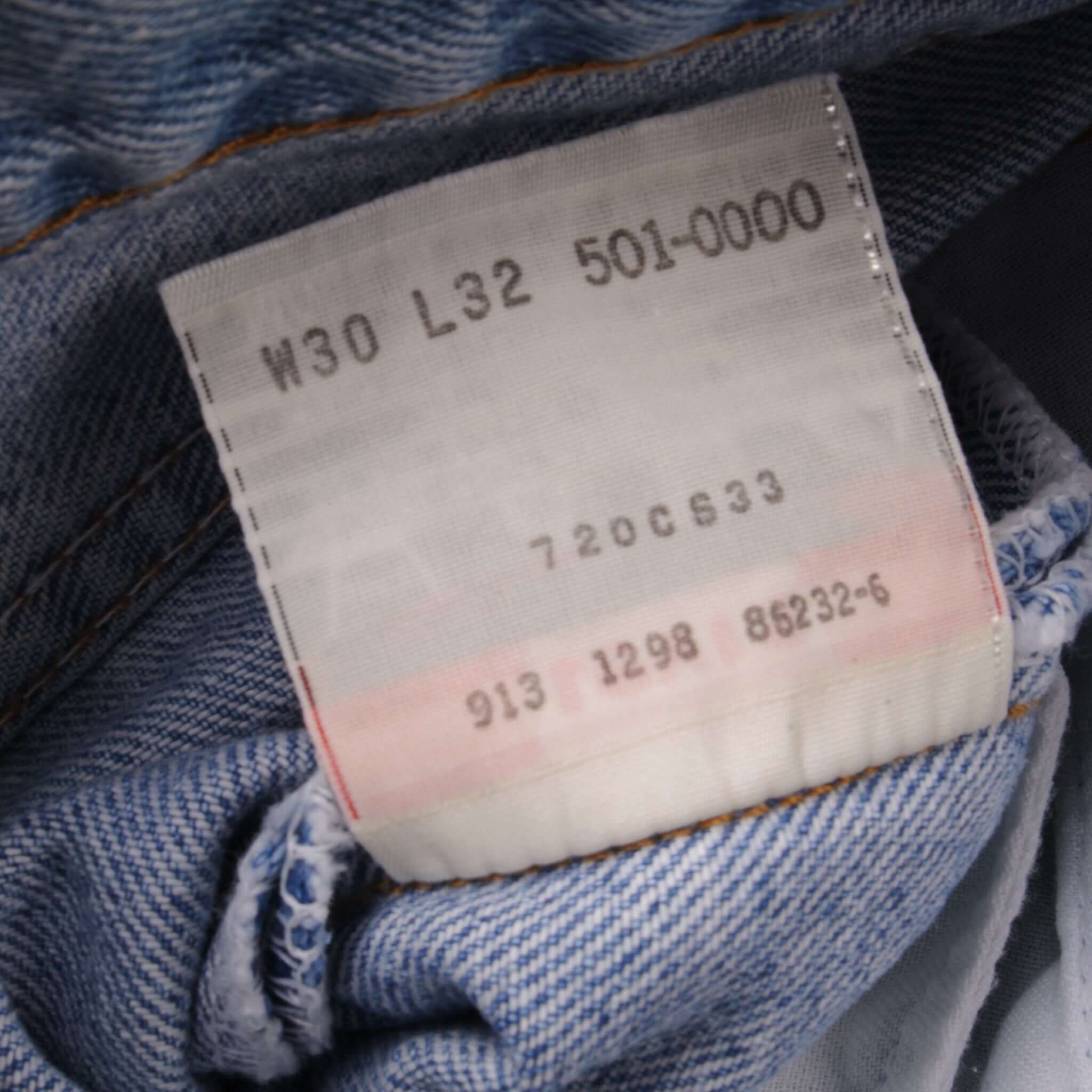 Beautiful Blue Levis 501 Jeans 1993 Size on Tag 30X32 Back Button #913