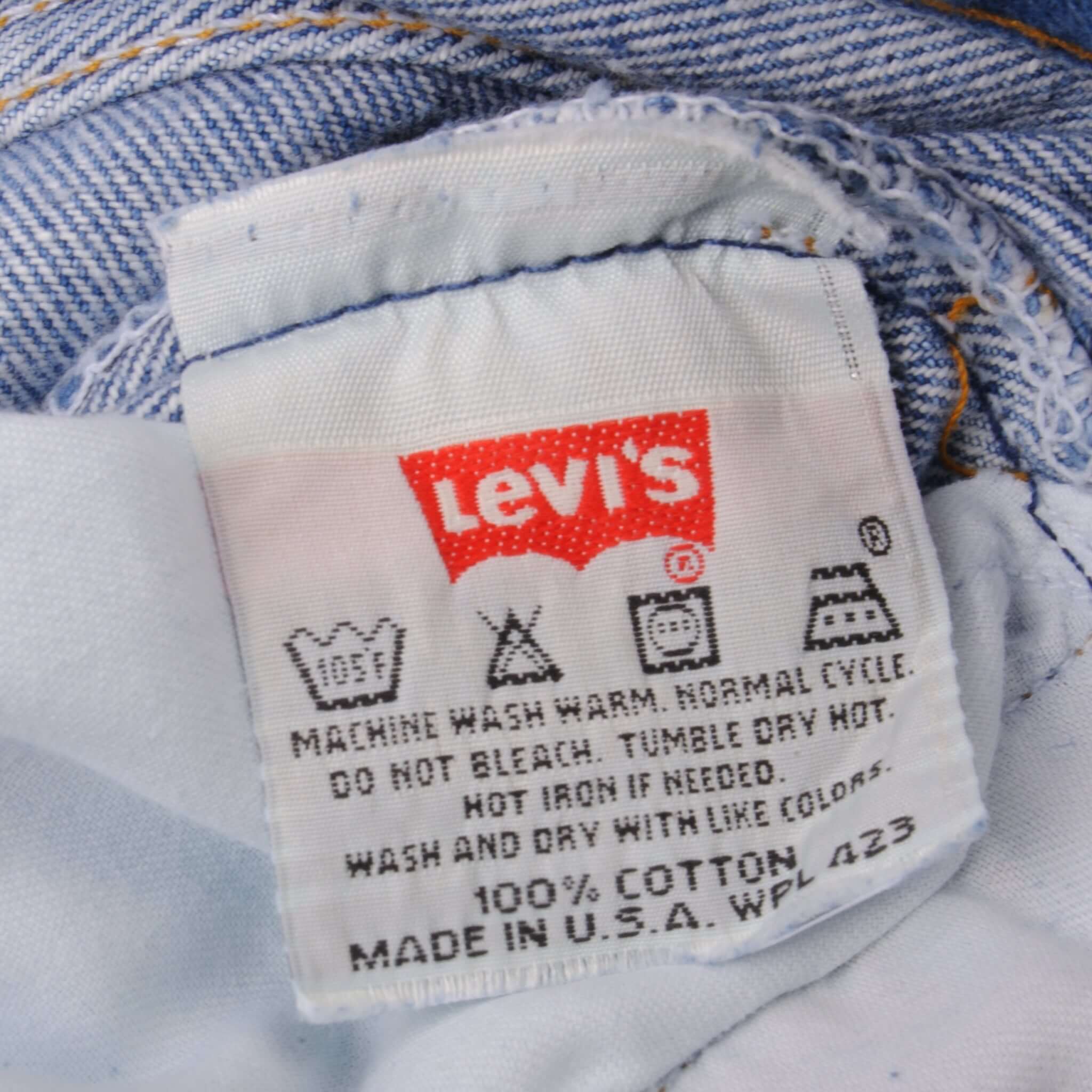 Beautiful Blue Levis 501 Jeans 1993 Size on Tag 38X32 Back Button #913