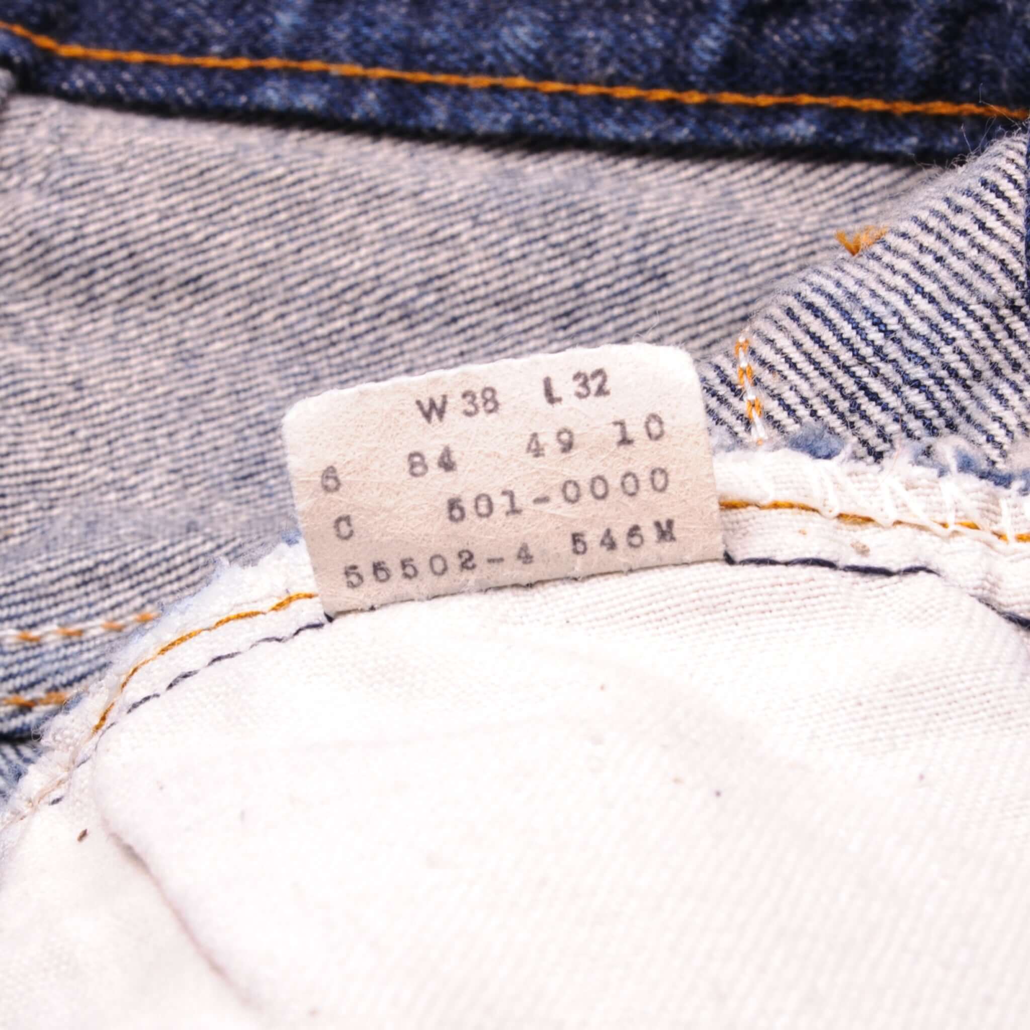 Beautiful Indigo Levis 501 Jeans Early 1980s Made in USA with a dark wash and some nice contrast between dark and medium wash. Size on Tag 38X32 ACTUAL SIZE 35X28 Back Button No Number