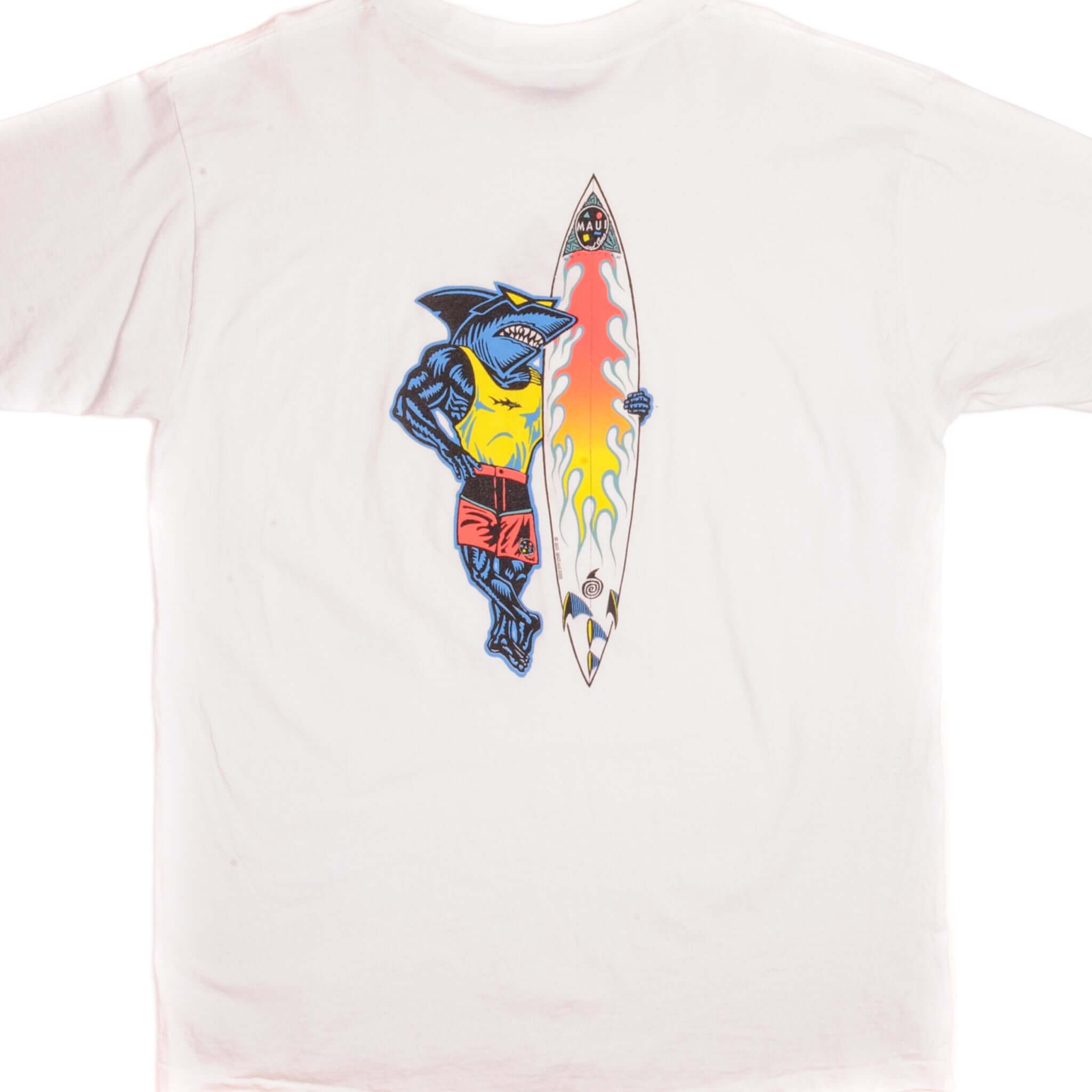 Vintage Maui World Team Surf Maui and Sons Tee Shirt 1990 Size XLarge Made In USA with single stitch sleeves.