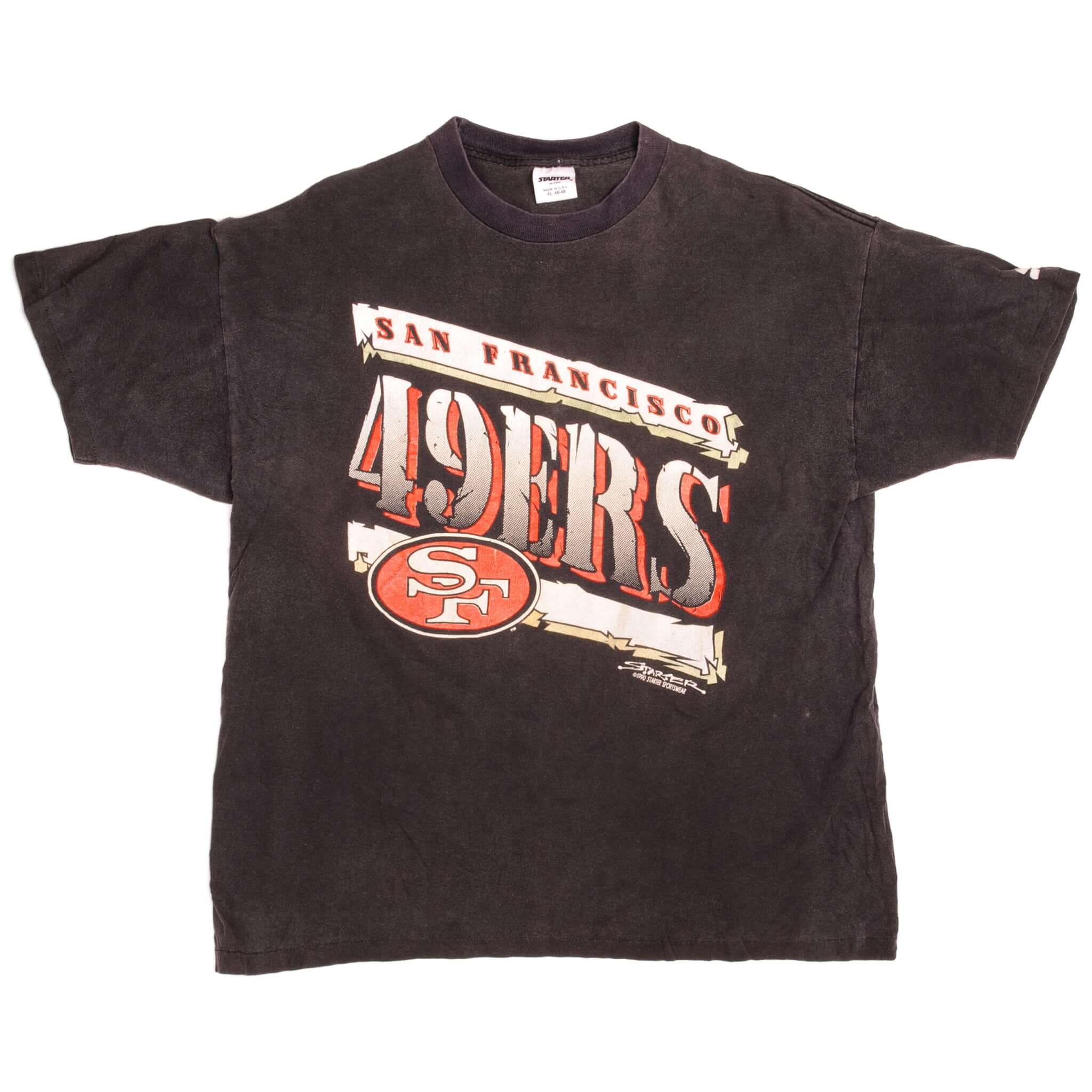 Vintage NFL San Francisco 49ERS Starter Tee Shirt 1990 Size Large Made In USA With Single Stitch Sleeves.