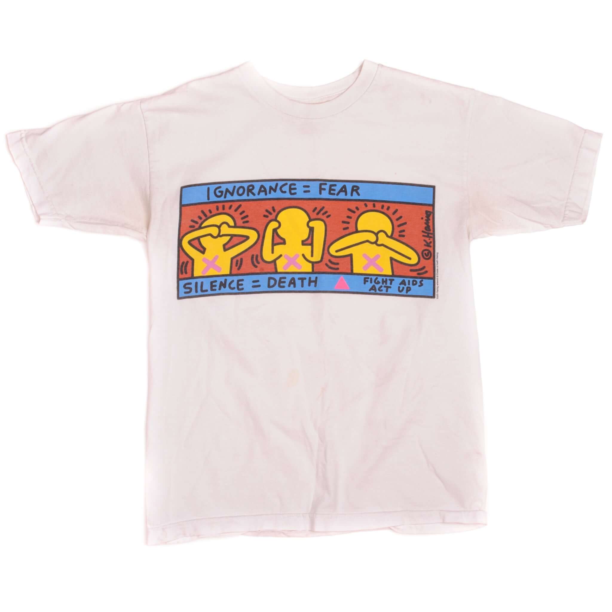 Vintage Keith Haring Fight Aids Tee Shirt 1990'S Size Small Made In USA.