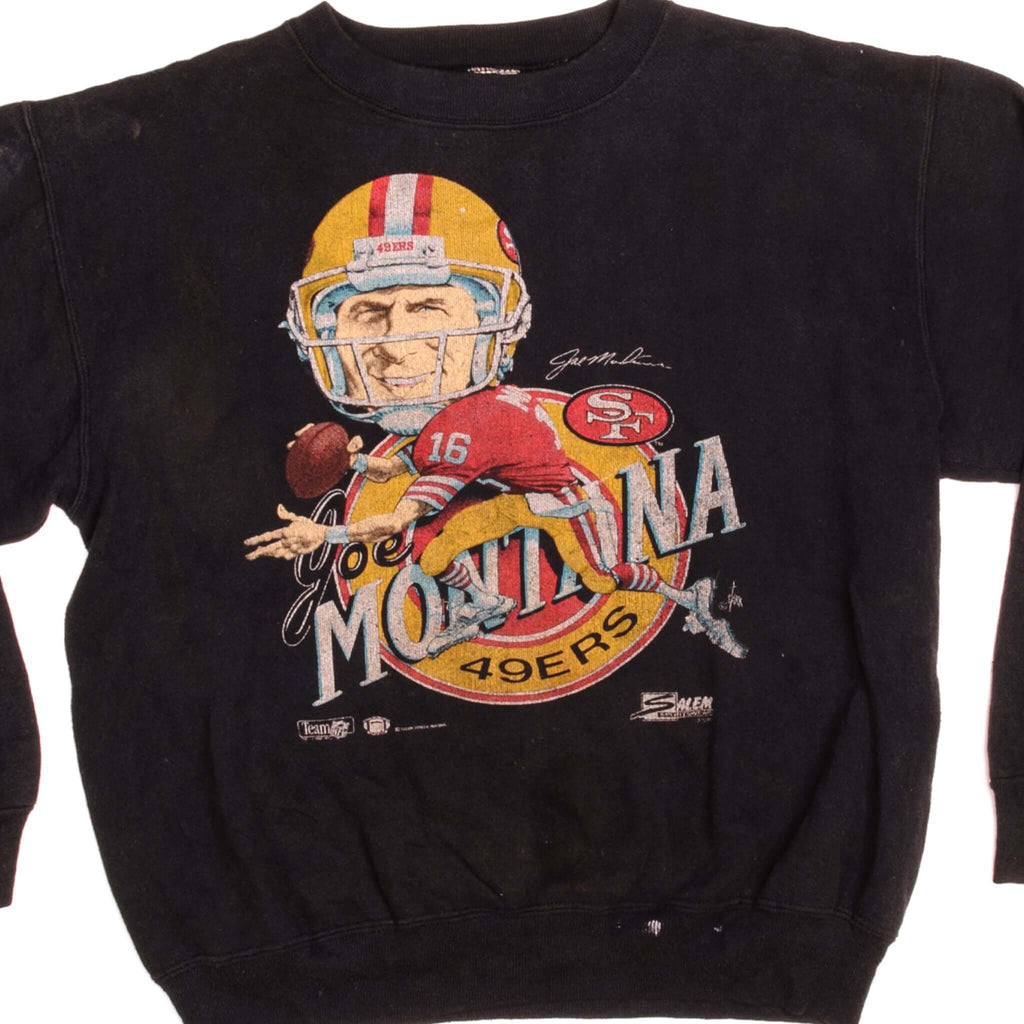 Vintage NFL San Francisco 49Ers Joe Montana Salem Sportswear Sweatshirt 1990's Size Small Made in USA.