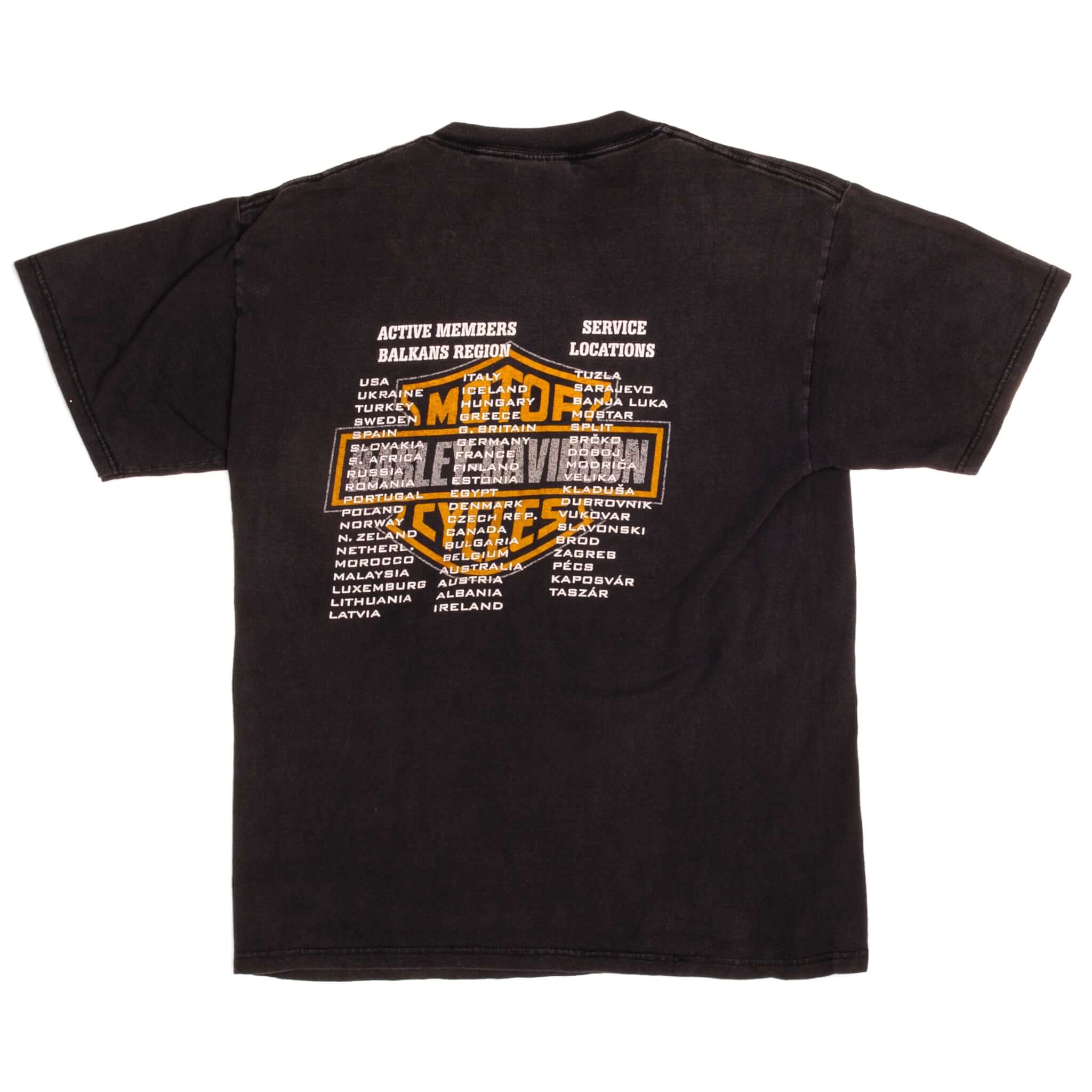 Vintage Harley Davidson Genuine Hawg Bosnia Gildan Tee Shirt Size Medium.