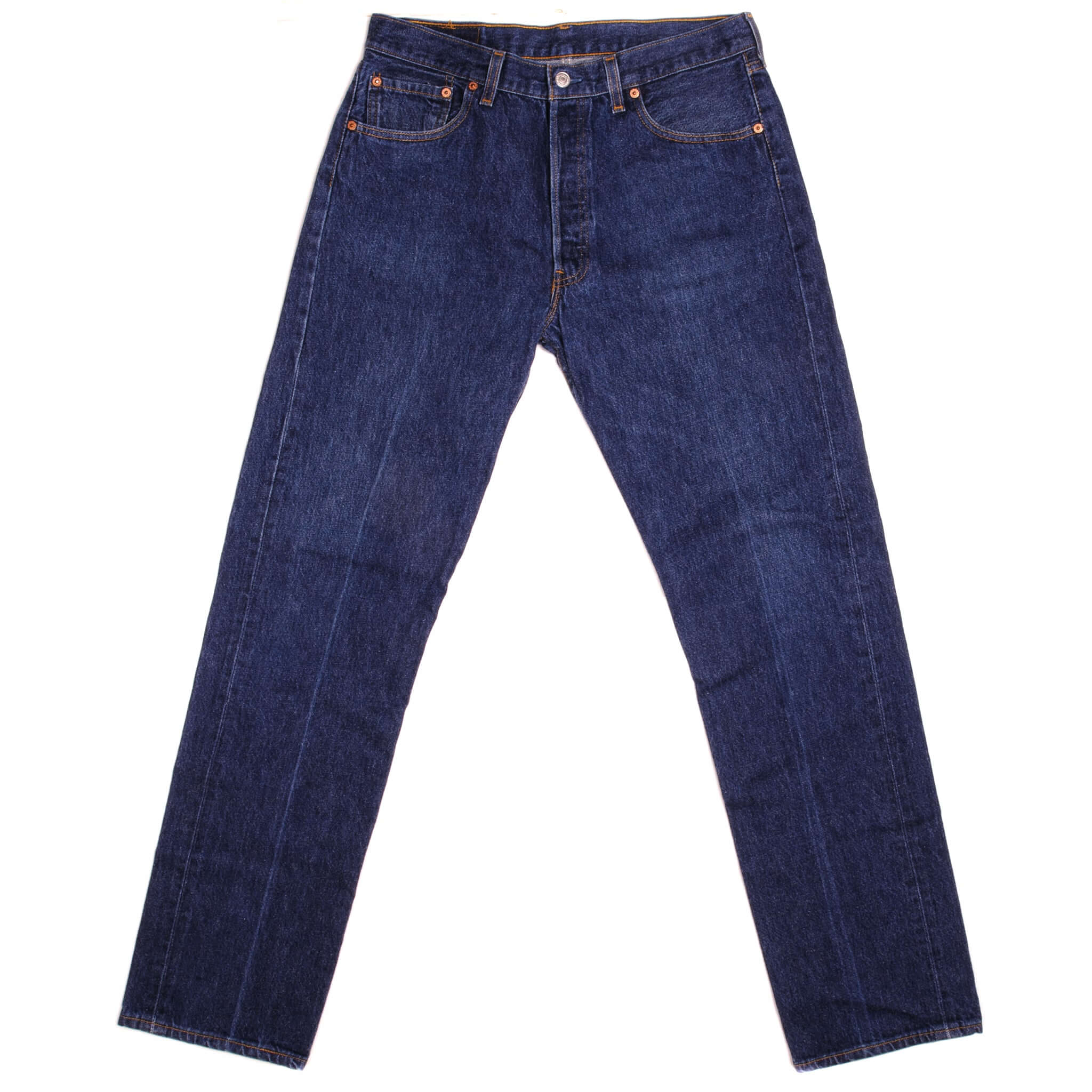 Beautiful Indigo Levis 501 Jeans 1990's Made in USA with a very dark wash. Size on Tag 34X34 ACTUAL SIZE 33X33 Back Button #511