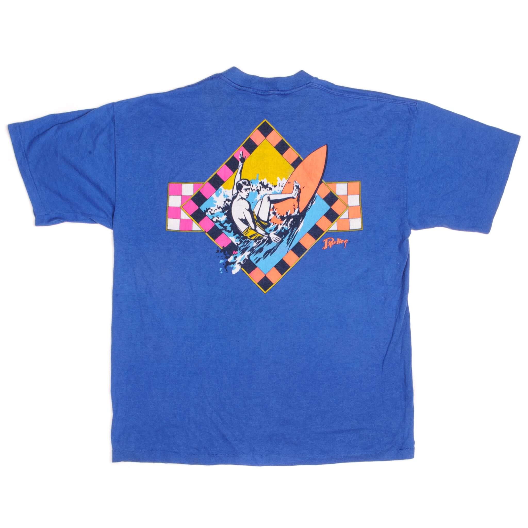 Vintage Pipeline Surf Tee Shirt Size Large Made In USA With Single Stitch Sleeves.