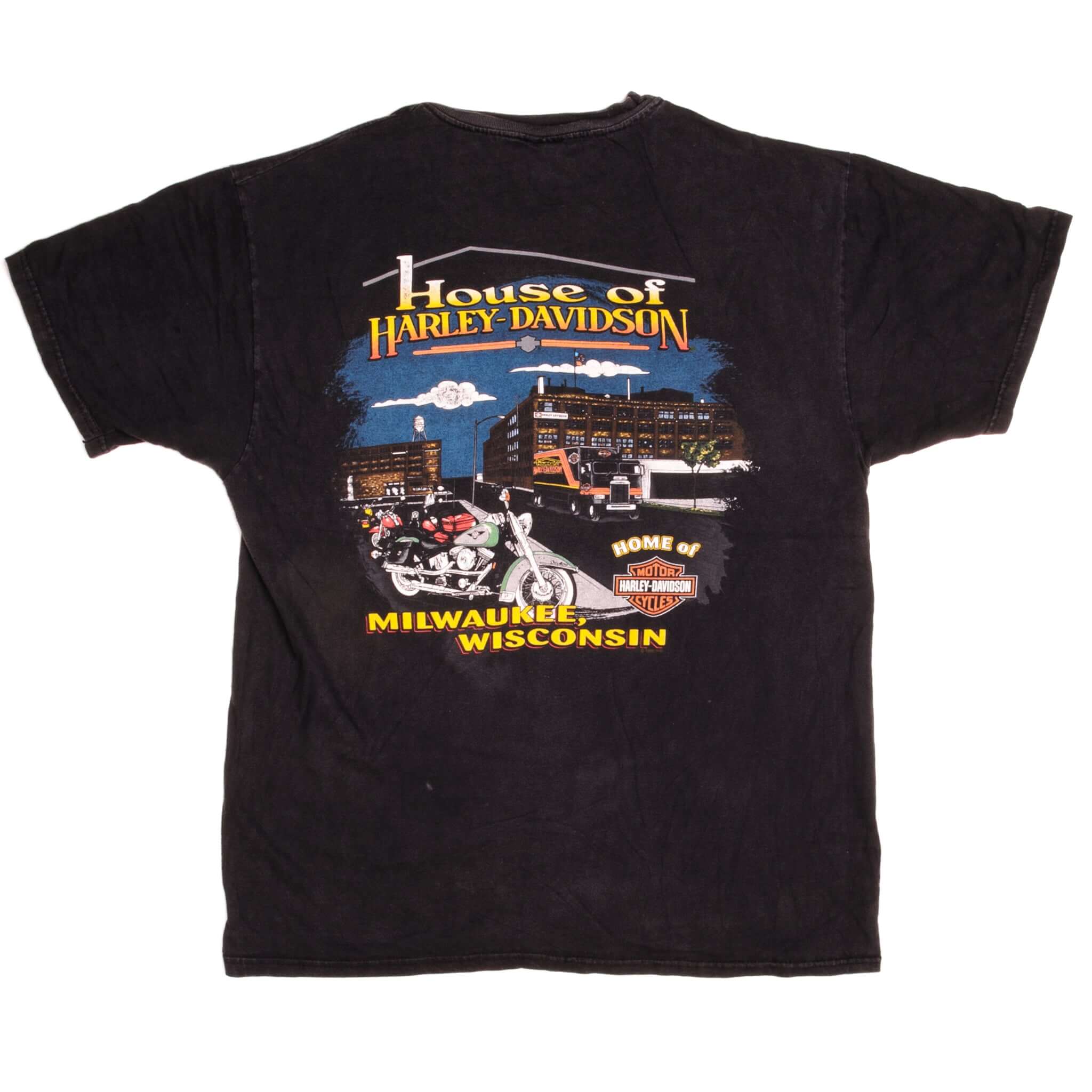 Vintage Harley Davidson Free & Proud Milwaukee Wisconsin Hanes Tee Shirt 1998 Size Large Made in USA.