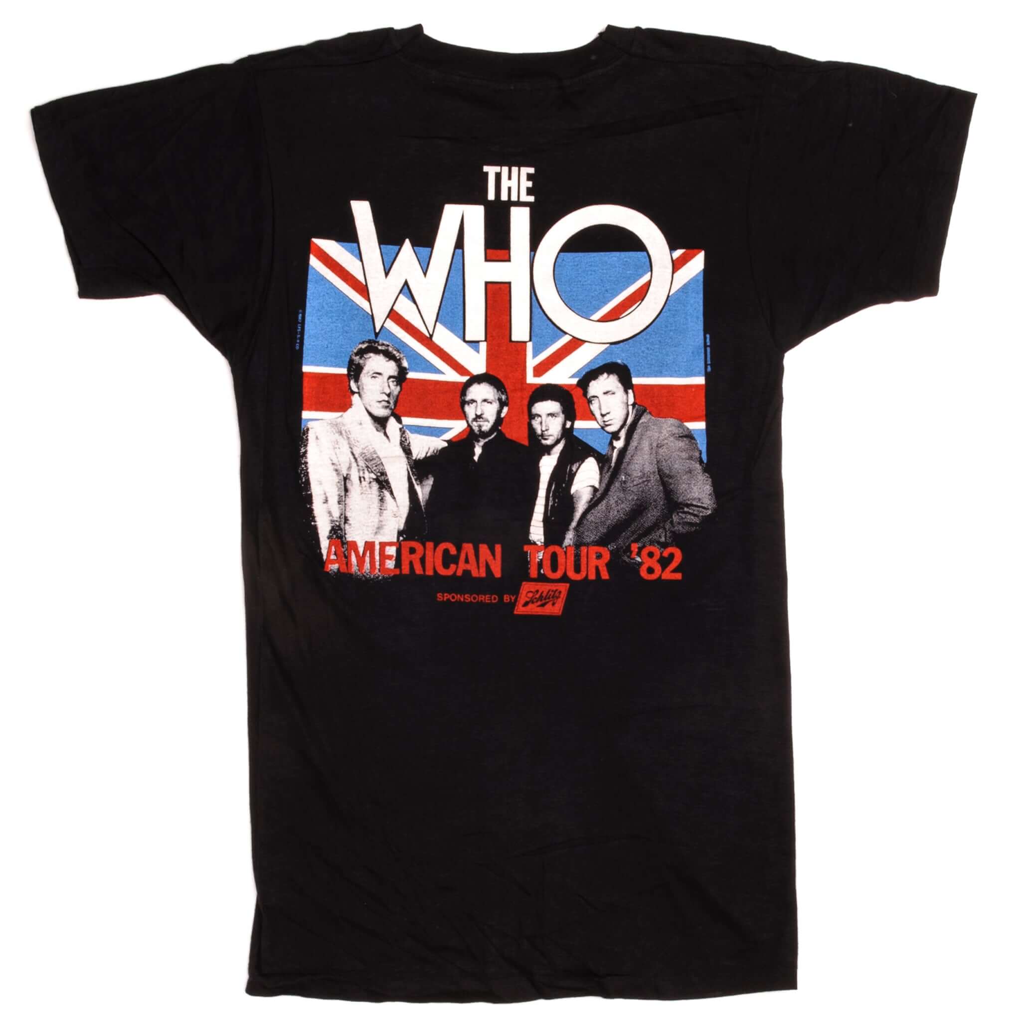 Vintage The Who American Tour '82 Screen Stars Blue Label Tee Shirt 1982 Size S Made in USA with single stitch sleeves, artwork by Petillo, Space Graphics Inc.
