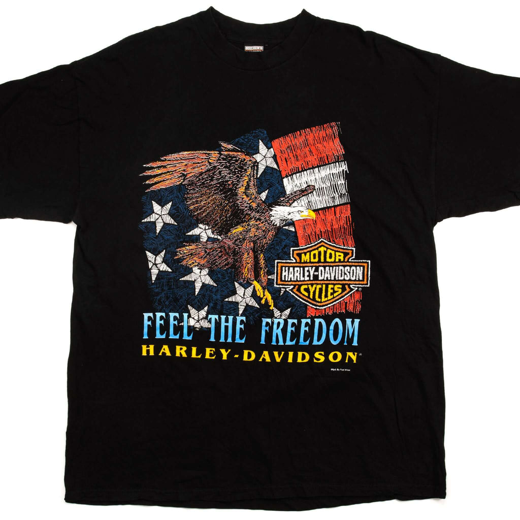 Vintage Harley Davidson Feel The Freedom Tee Shirt 90's Size XL Made In USA.