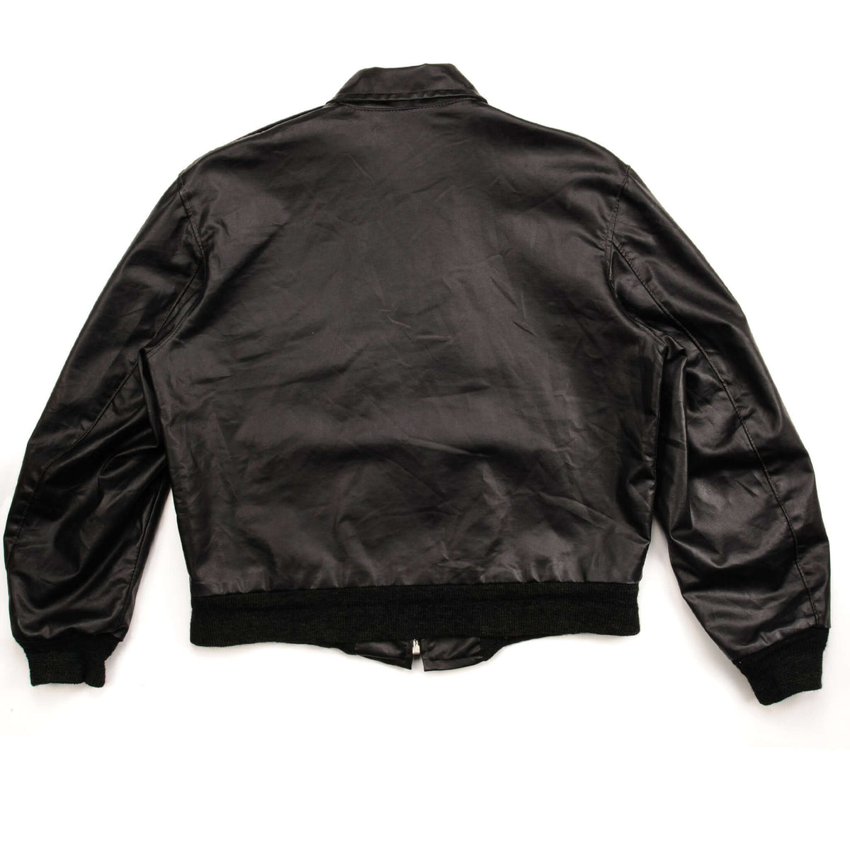 Back of black Harley-Davidson Sportster jacket with ribbed hem and cuffs