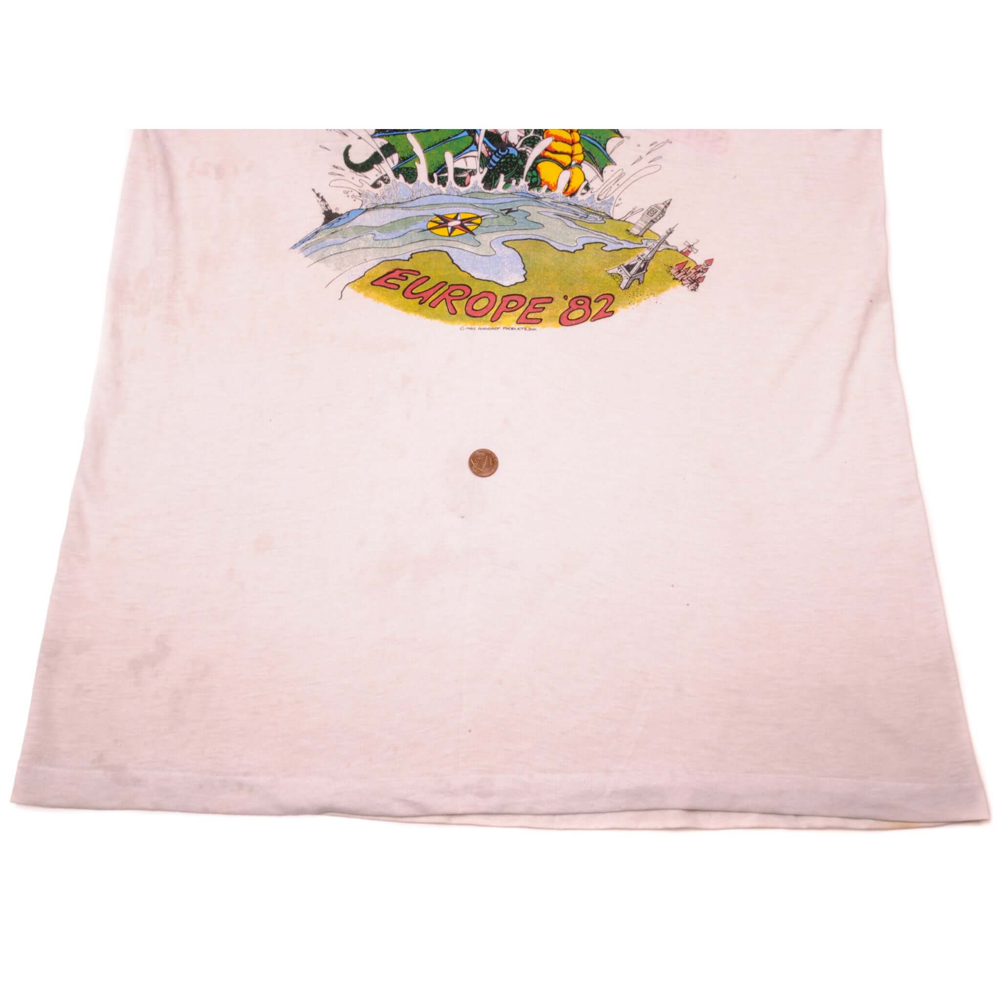 VINTAGE THE ROLLING STONES EUROPE 82 TEE SHIRT 1982 SIZE LARGE