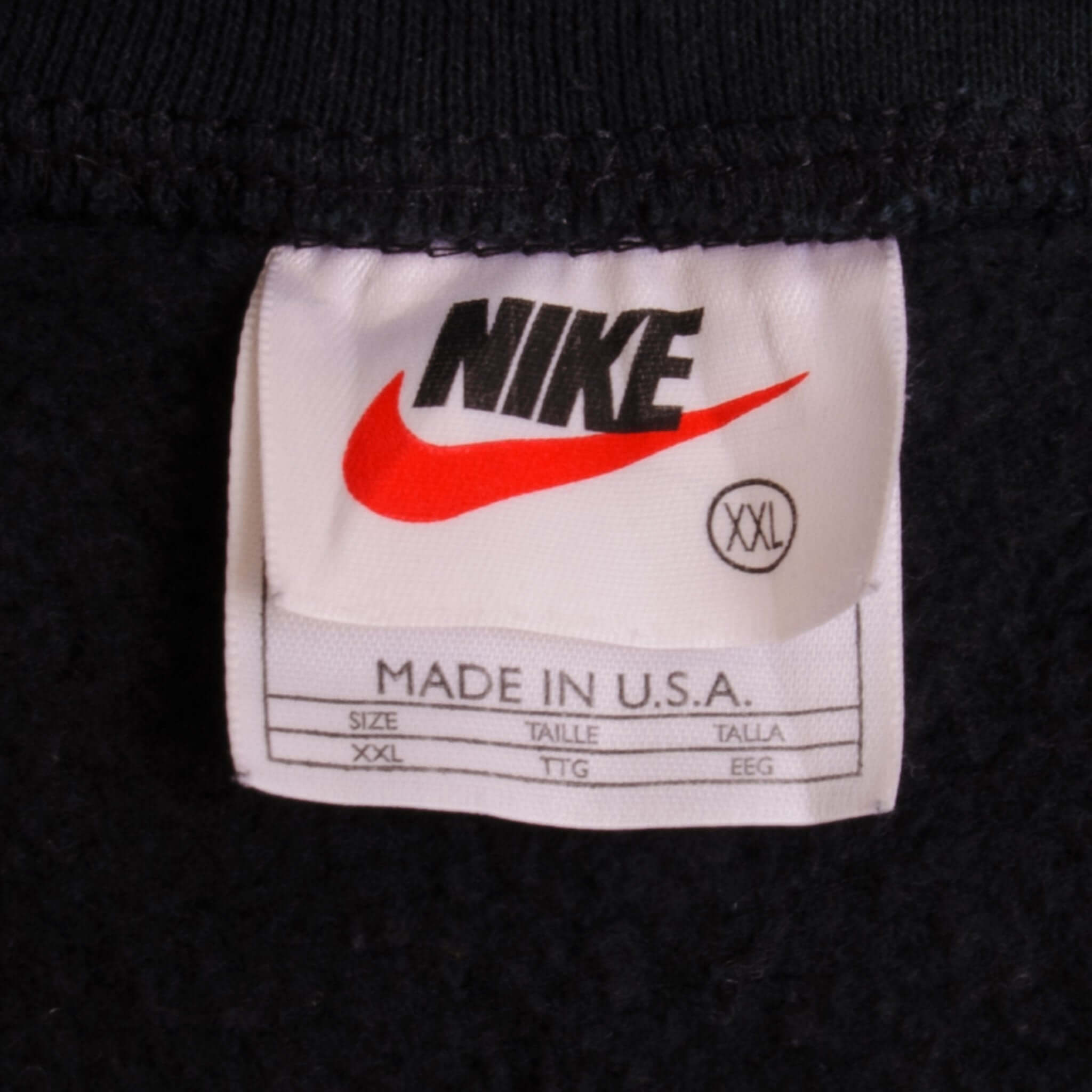 Vintage Black Nike Centered Swoosh Sweatshirt Late 90s Size 2Xlarge Made In USA.