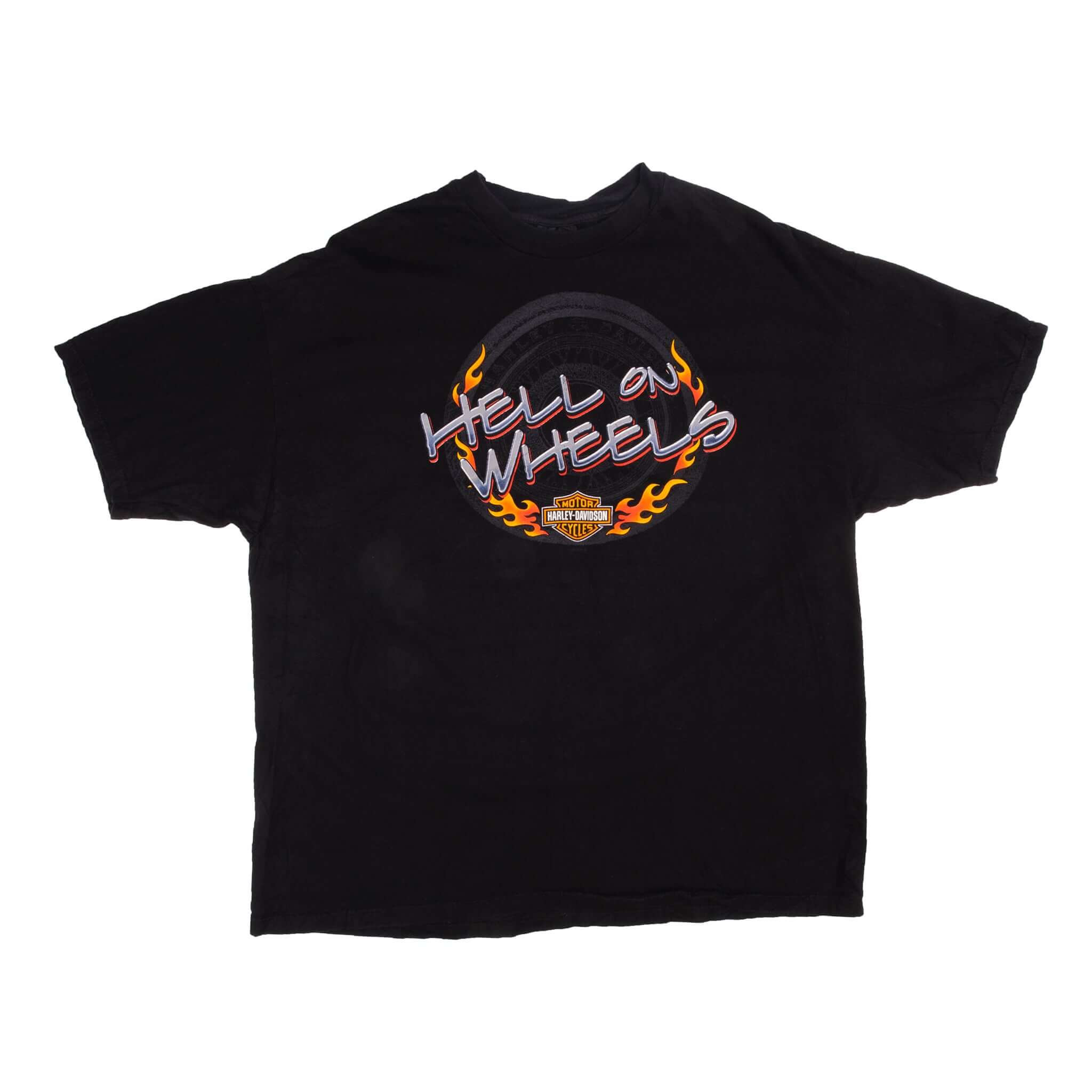 Vintage Harley Davidson "Hell On Wheels" Blue Springs, Missouri Hanes 200 Size XLarge. Made In USA