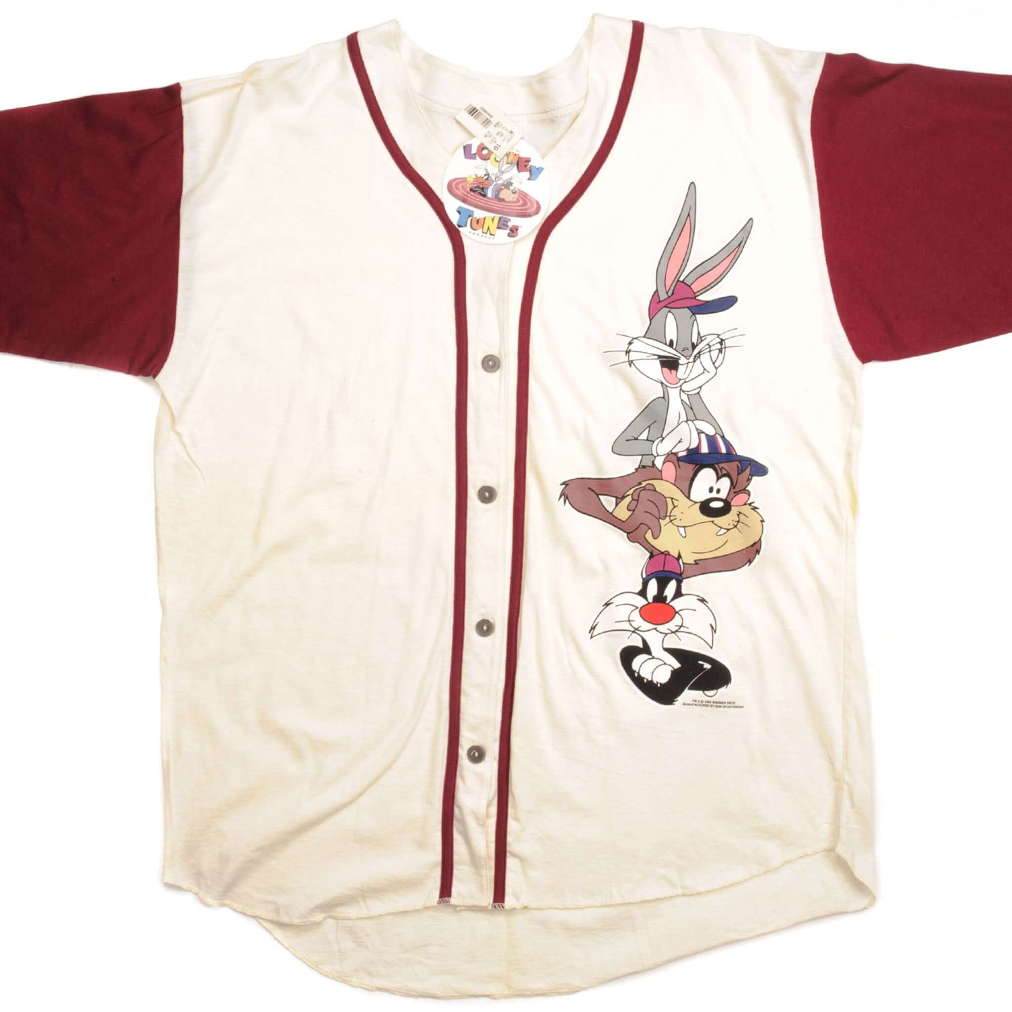 VINTAGE LOONEY TUNES BUTTON DOWN JERSEY 1994 SIZE XL DEADSTOCK WITH TAG