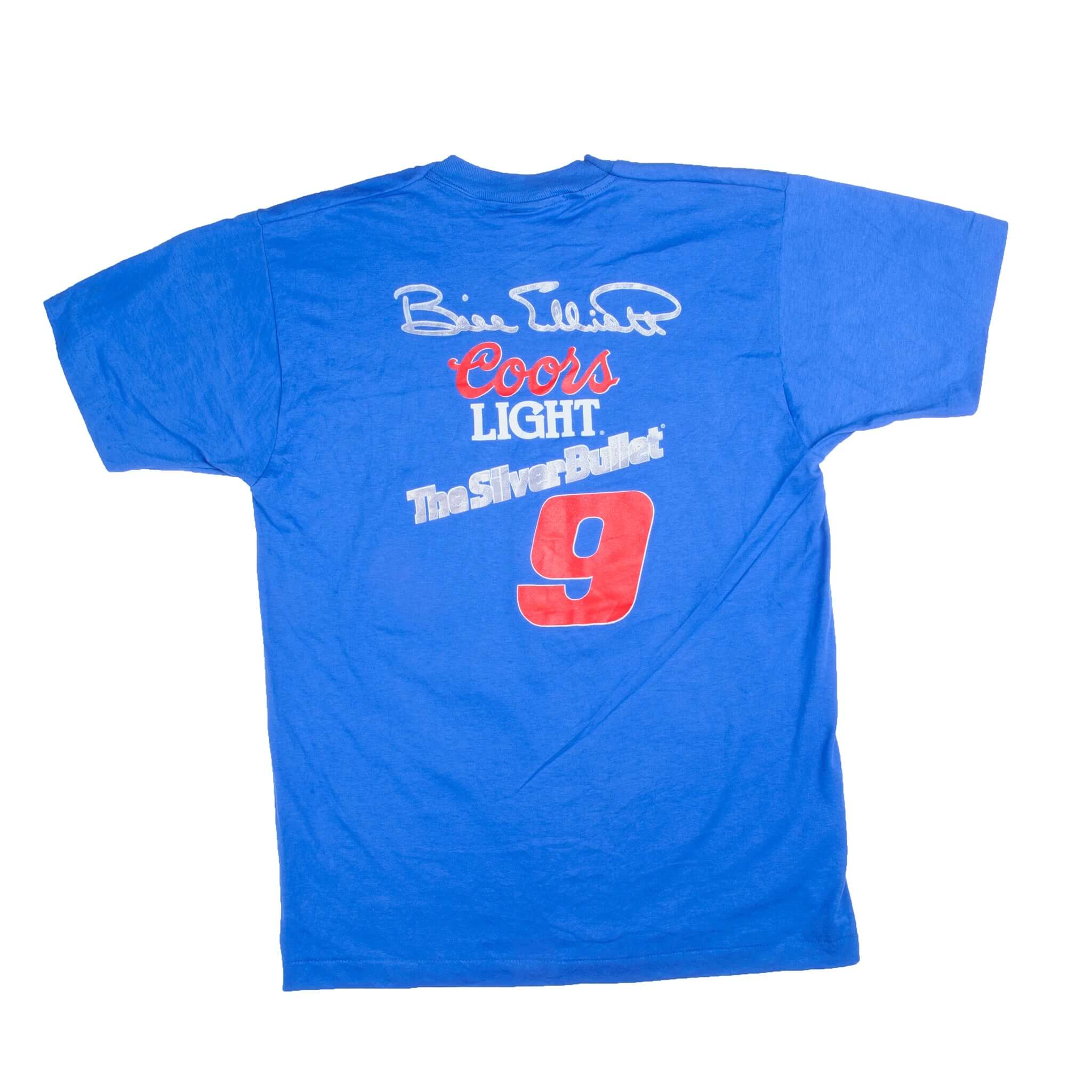 Vintage Nascar Bill Eliott "The Silver Bullet" Tee Shirt 1990s Size L With Single Stitch Sleeves. Made in USA