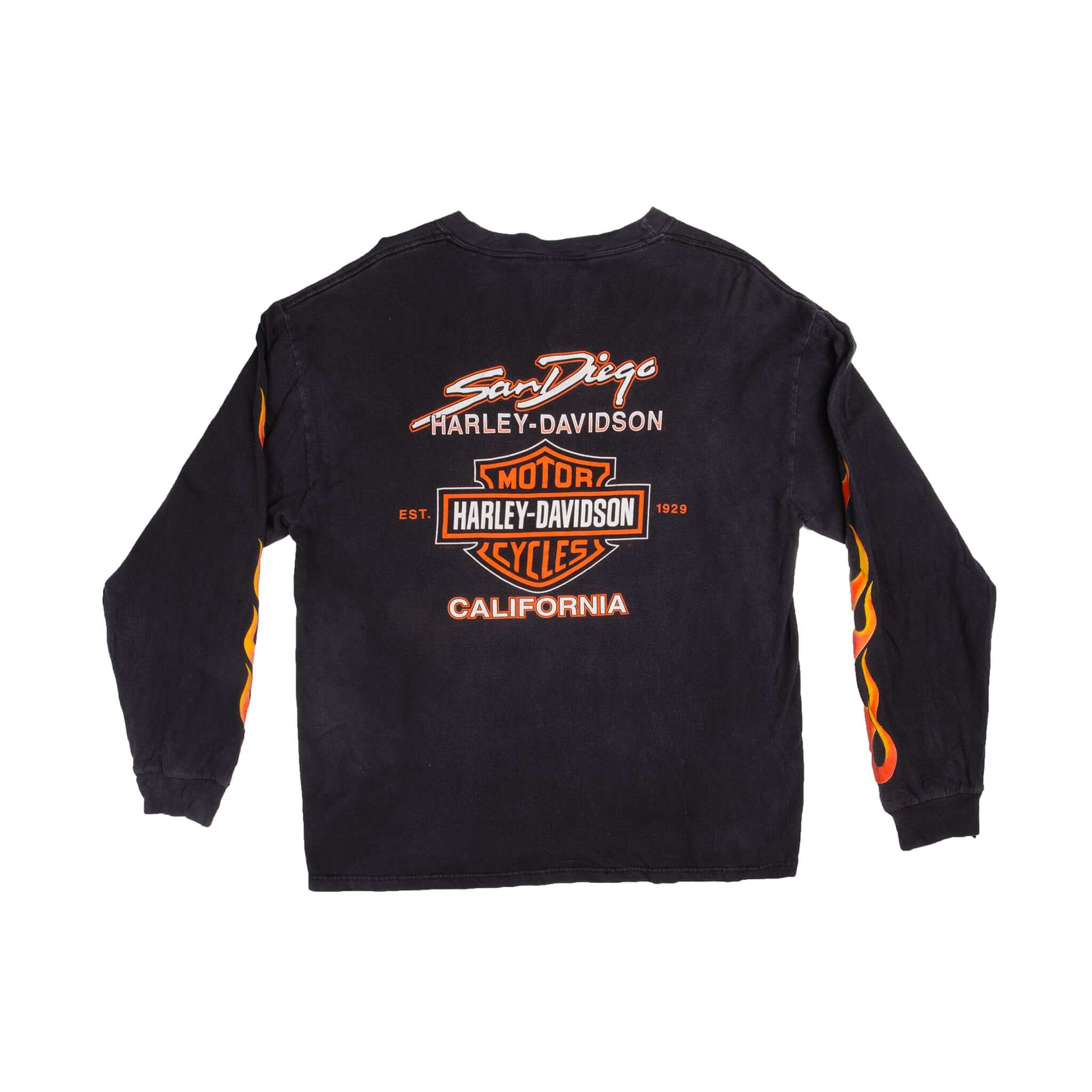 Vintage Harley Davidson San Diego, California Long Sleeves Tee Shirt 2001 Size L Made In USA. Hanes Beefy T tag.