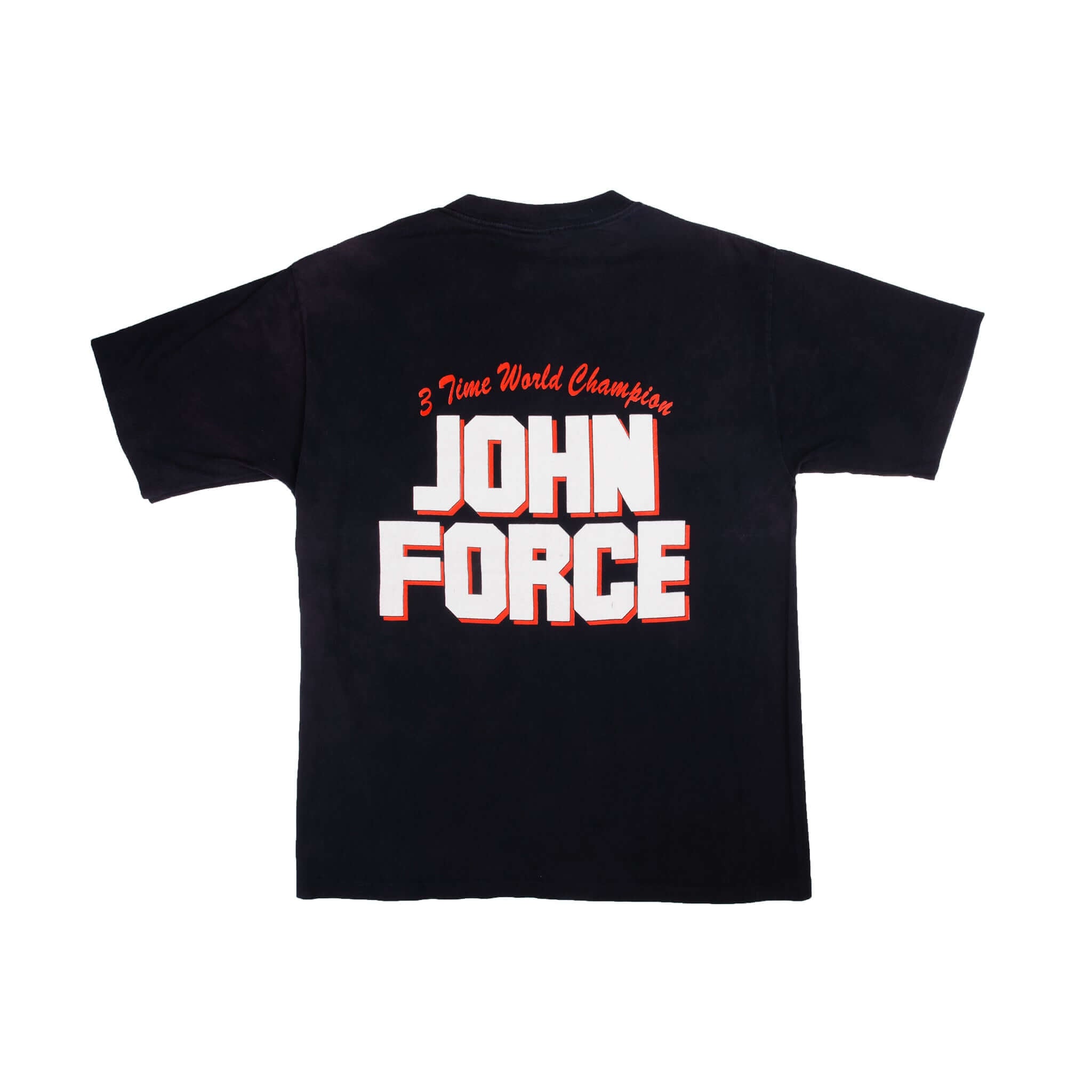 Vintage Nascar The Nightmare Continues 3 Times Champion John Force Tee Shirt With Single Stitch Sleeves Size L. Made In USA. 1990S