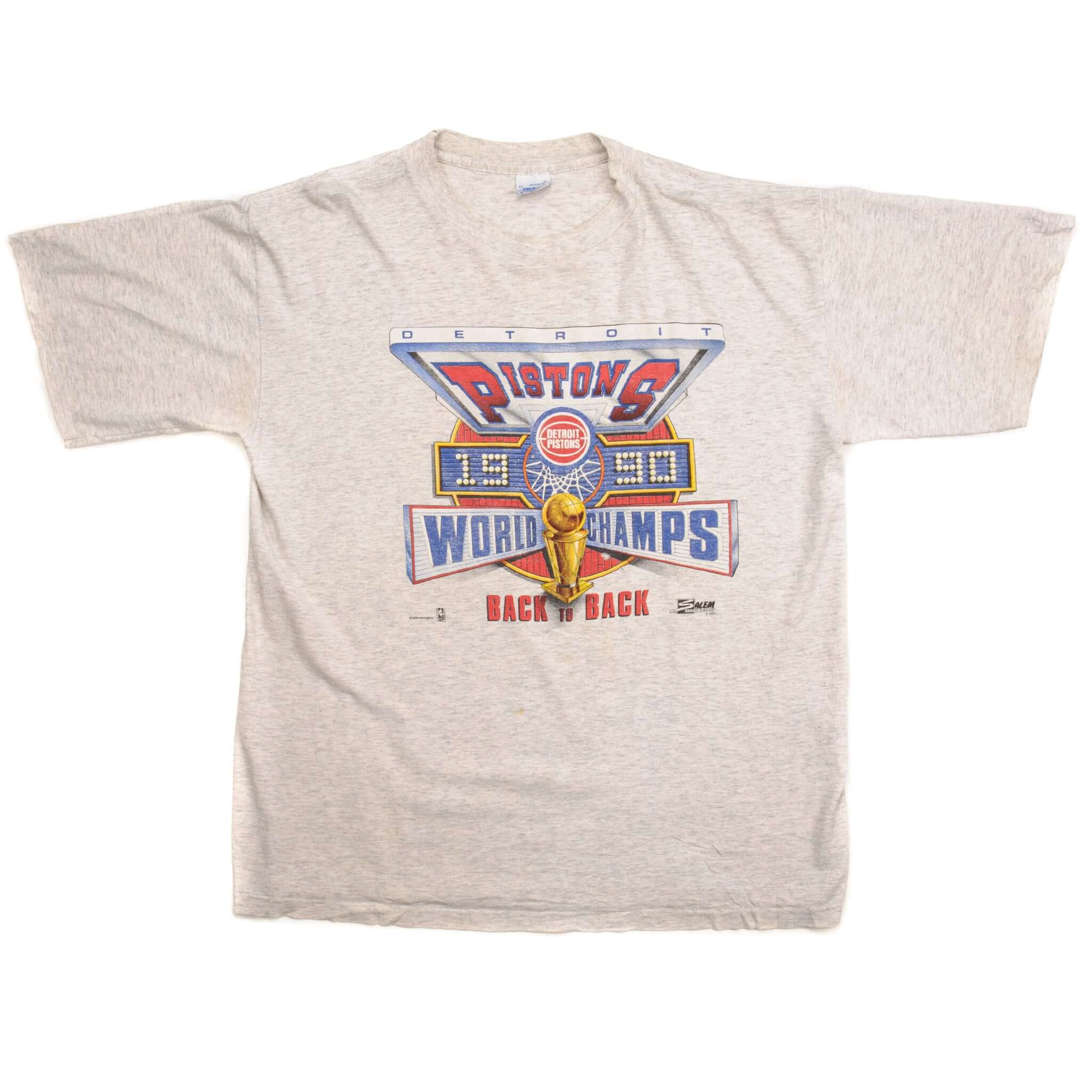 VINTAGE NBA DETROIT PISTONS TEE SHIRT 1990 SIZE LARGE MADE IN USA