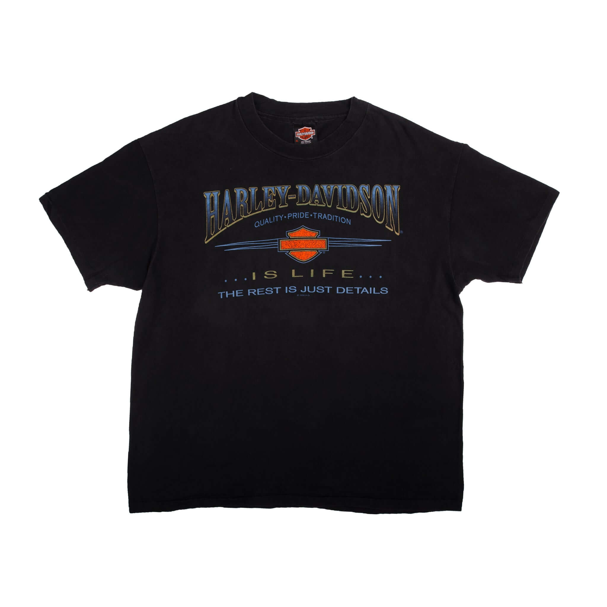 Vintage Harley Davidson Is Life The Rest Is Just Details Tee Shirt 1996 Size XL With Single Stitch Made In Usa