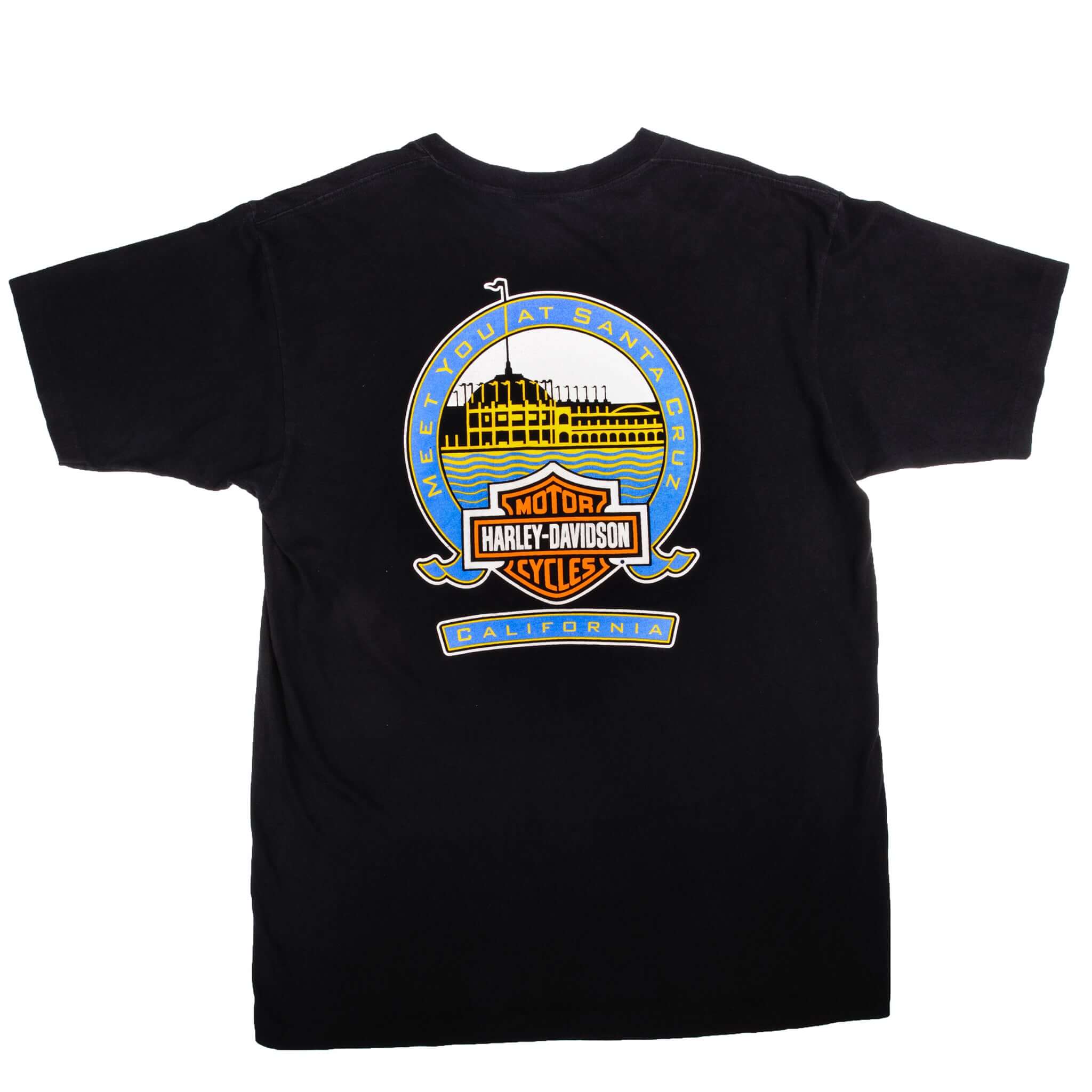 Vintage Harley Davidson Eagle Santa Cruz California Details Tee Shirt 1996 Size XL With Single Stitch Made In USA