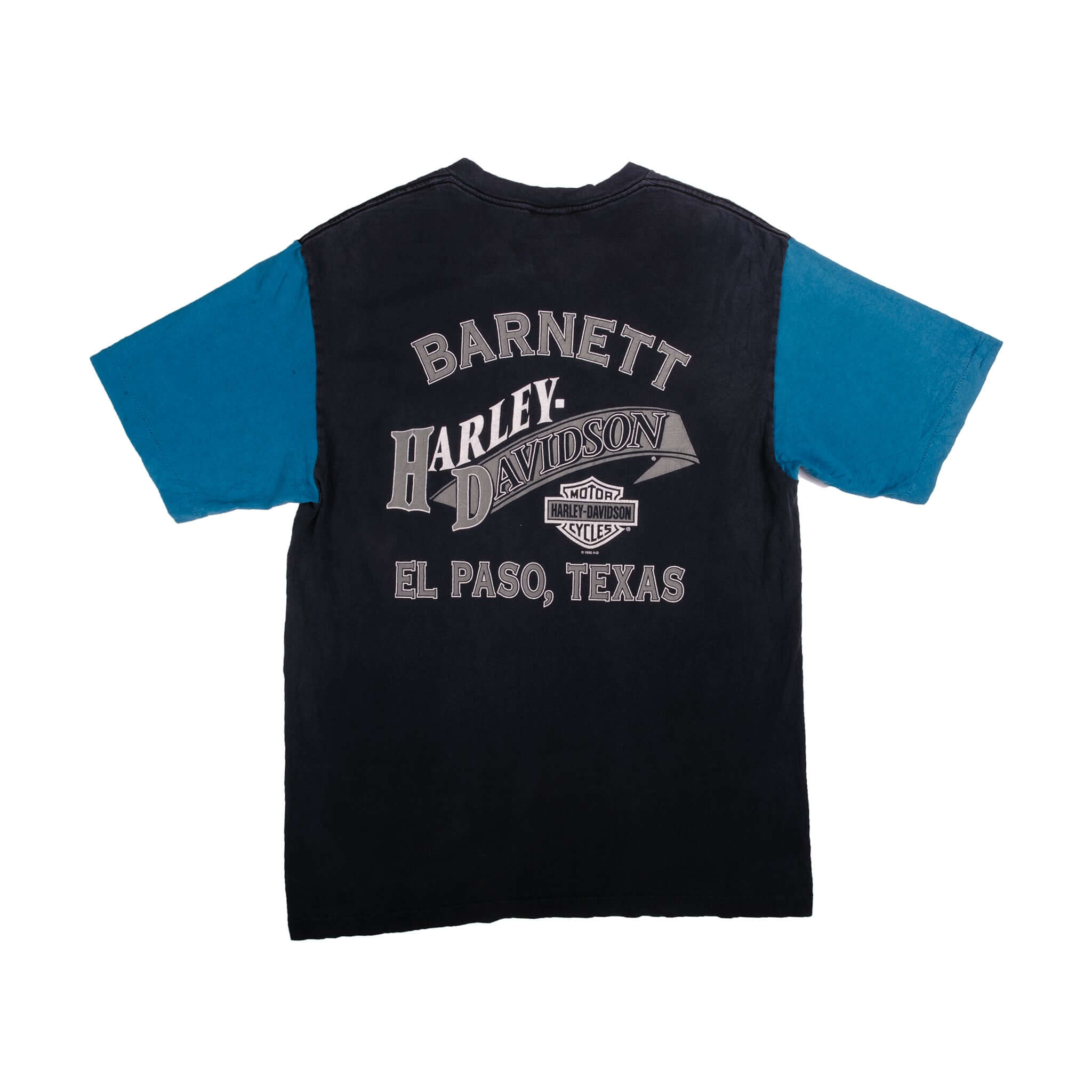 Vintage Blue Harley Davidson Wolf And Eagle Shirt 1996 Size M With Single Stitch Sleeves. Made In USA