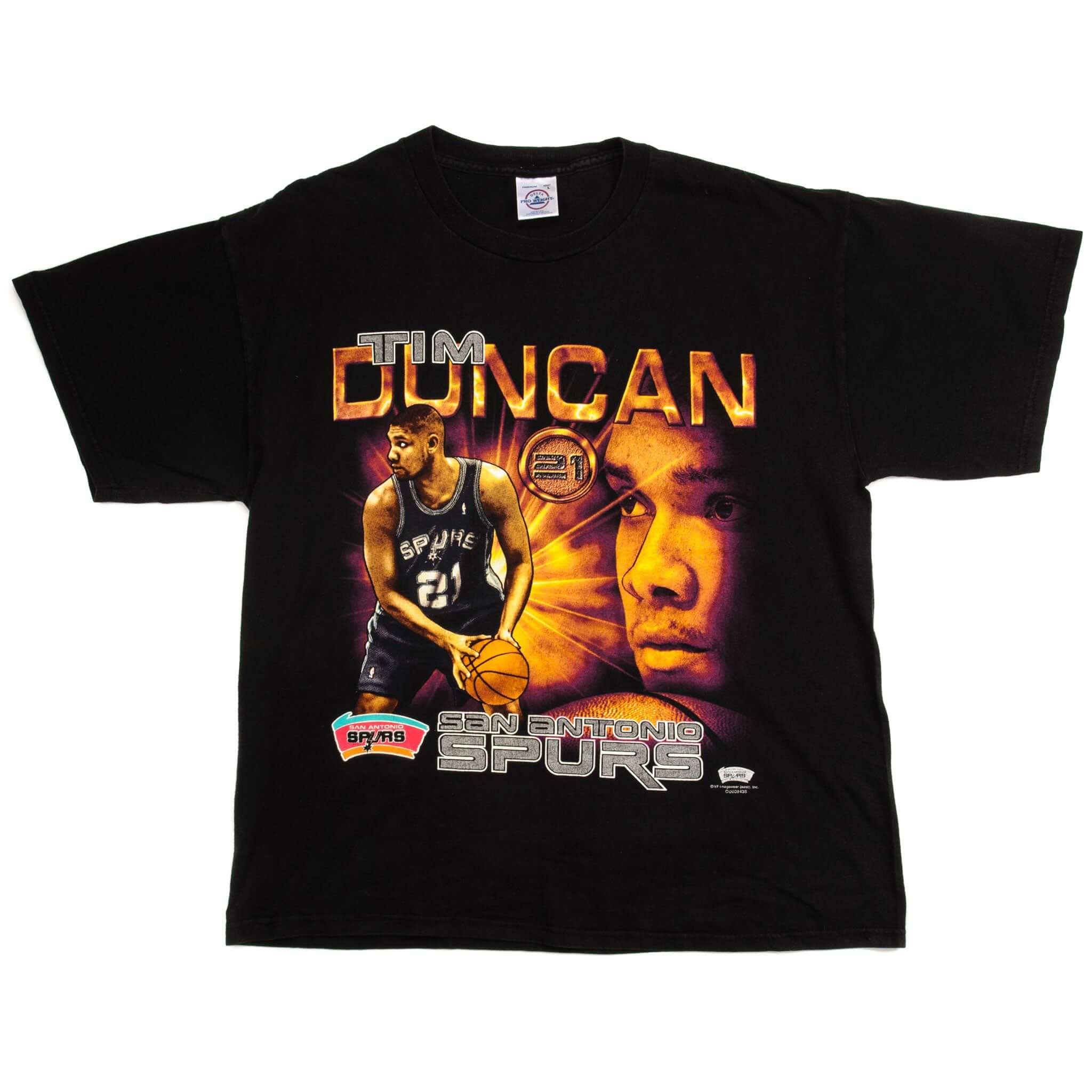 VINTAGE NBA SAN ANTONIO SPURS TIM DUNCAN TEE SHIRT SIZE LARGE MADE IN USA