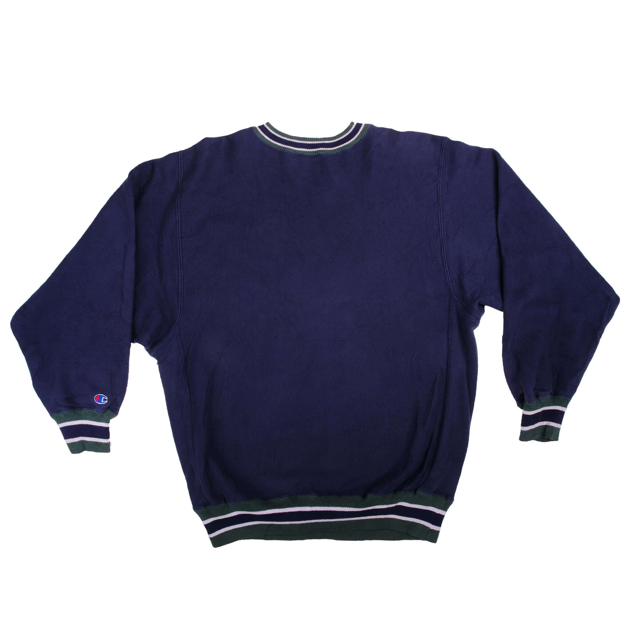 Vintage Blue Champion Big Logo Sweater 90S Size Large Made In USA.