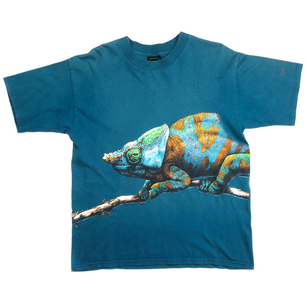 Vintage Zoo Atlanta Chameleon Tee Shirt Size Large Made In USA. BLUE