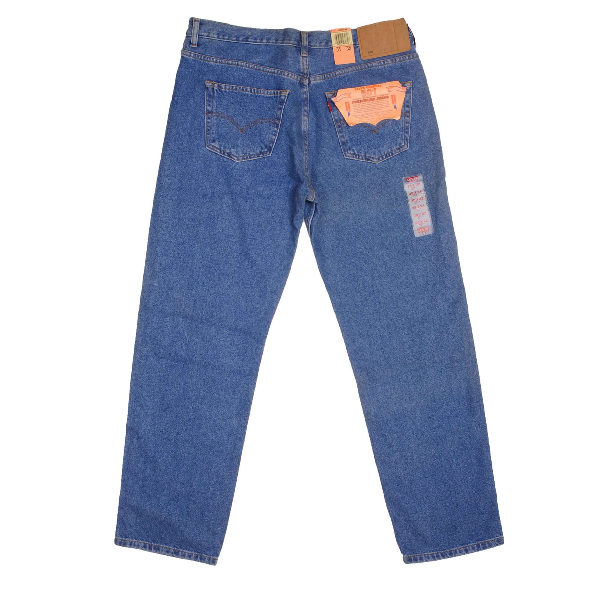 Beautiful Blue Levis 501 Jeans 1993 Size on Tag 38X32 Back Button #913