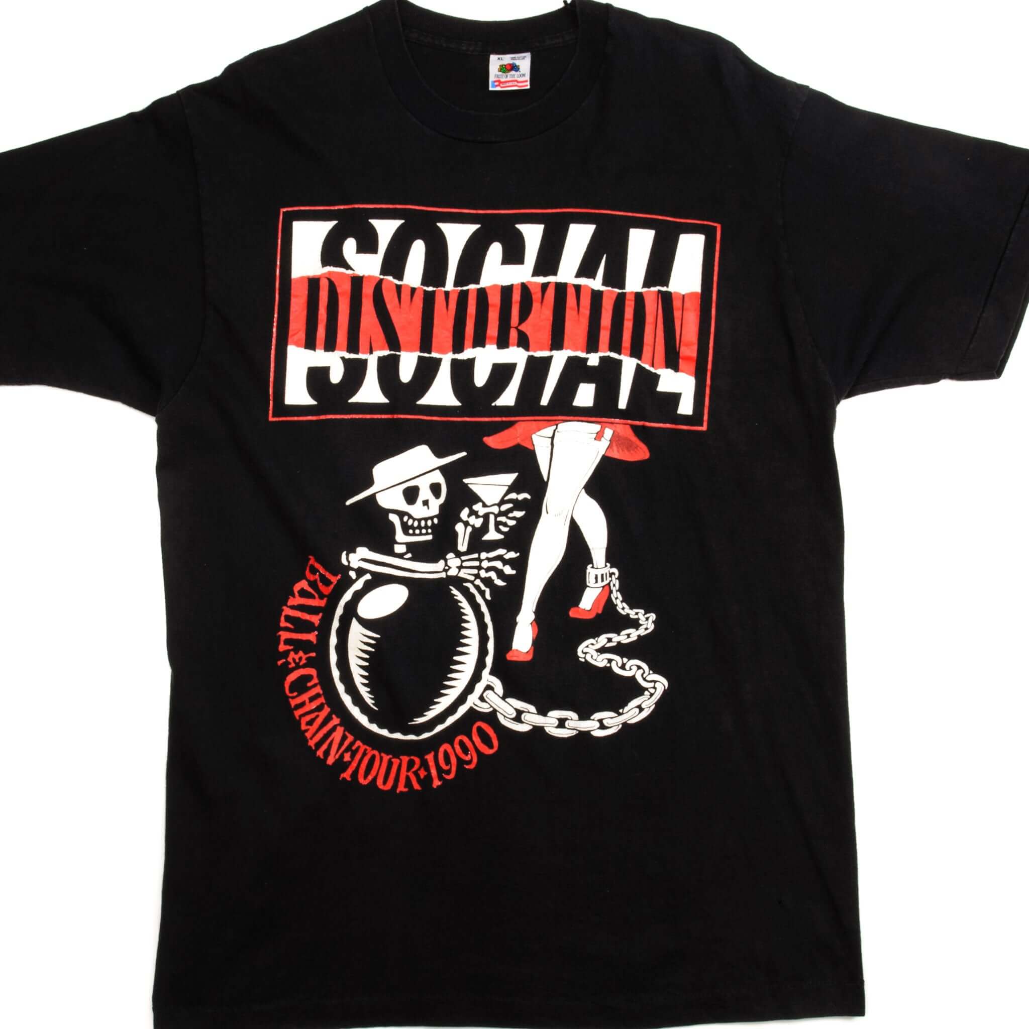 VINTAGE SOCIAL DISTORTION BALL & CHAIN TOUR 1990 TEE SHIRT SIZE XL MADE IN USA