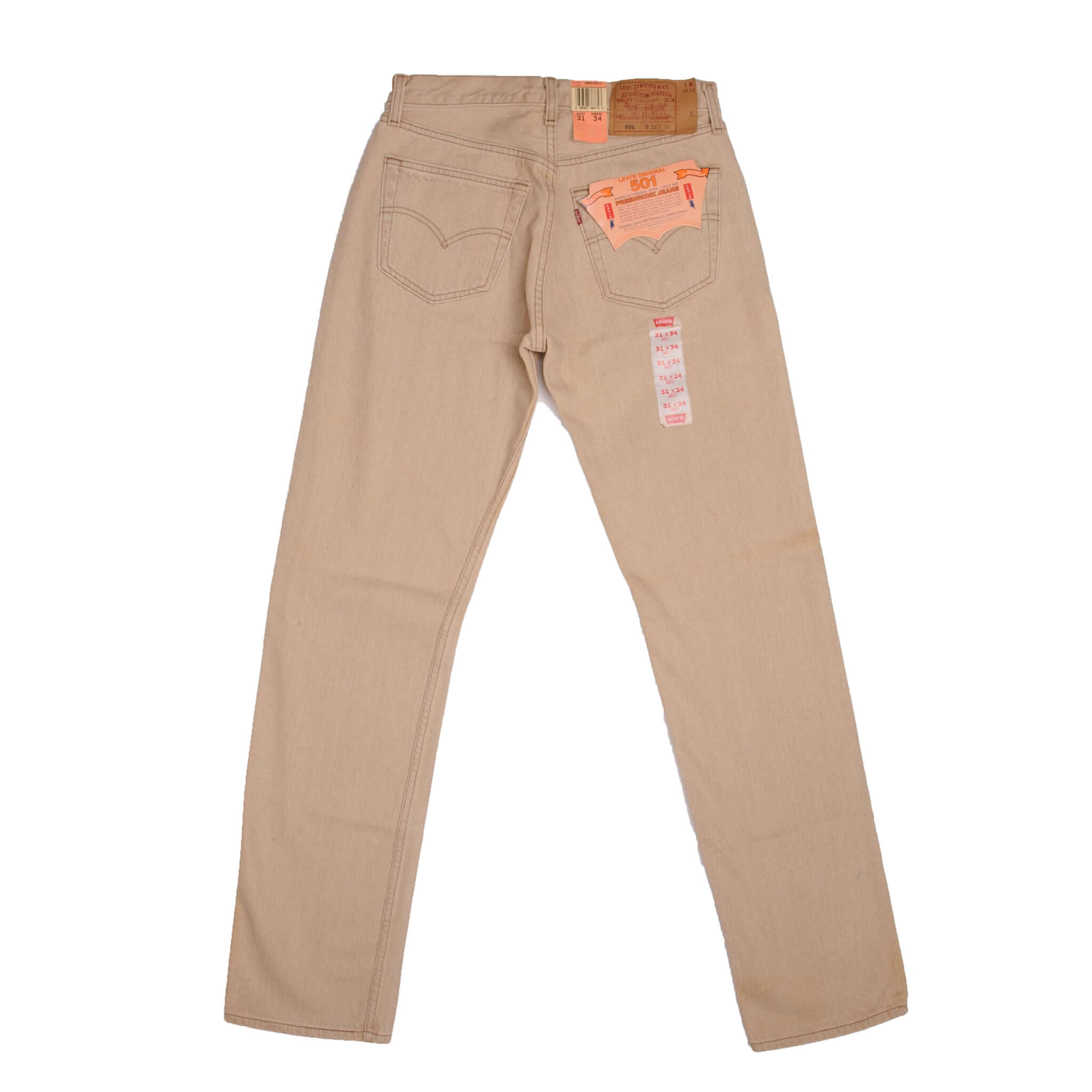 Beautiful Beige Levis 501 Jeans 1994 Made in USA. Size on Tag 31X34 Back Button #524