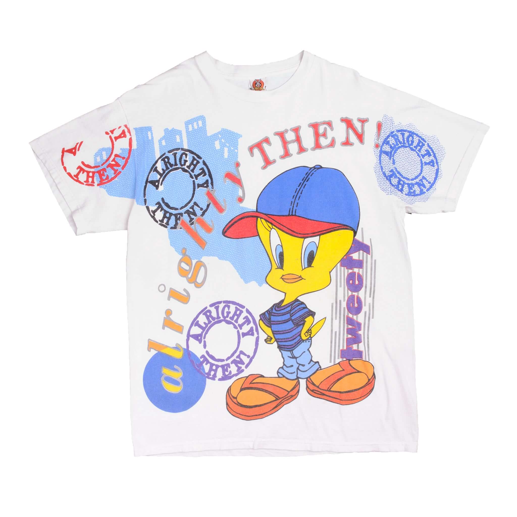 Vintage Looney Tunes Tweety All Over Print Tee Shirt 1997 Size Large