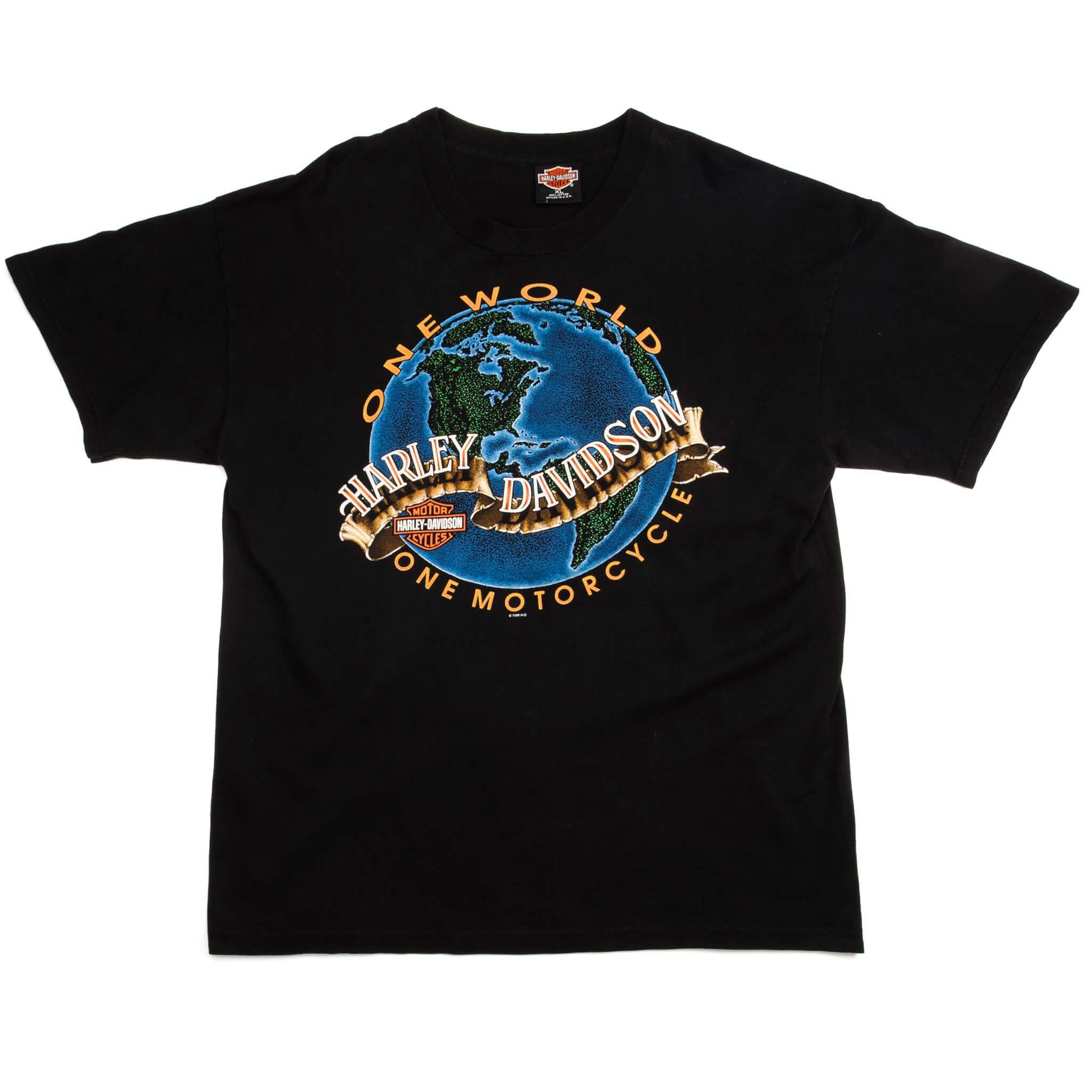 Vintage Harley Davidson One World One Motorcycle Tee Shirt 1996 Size Xl. BLACK