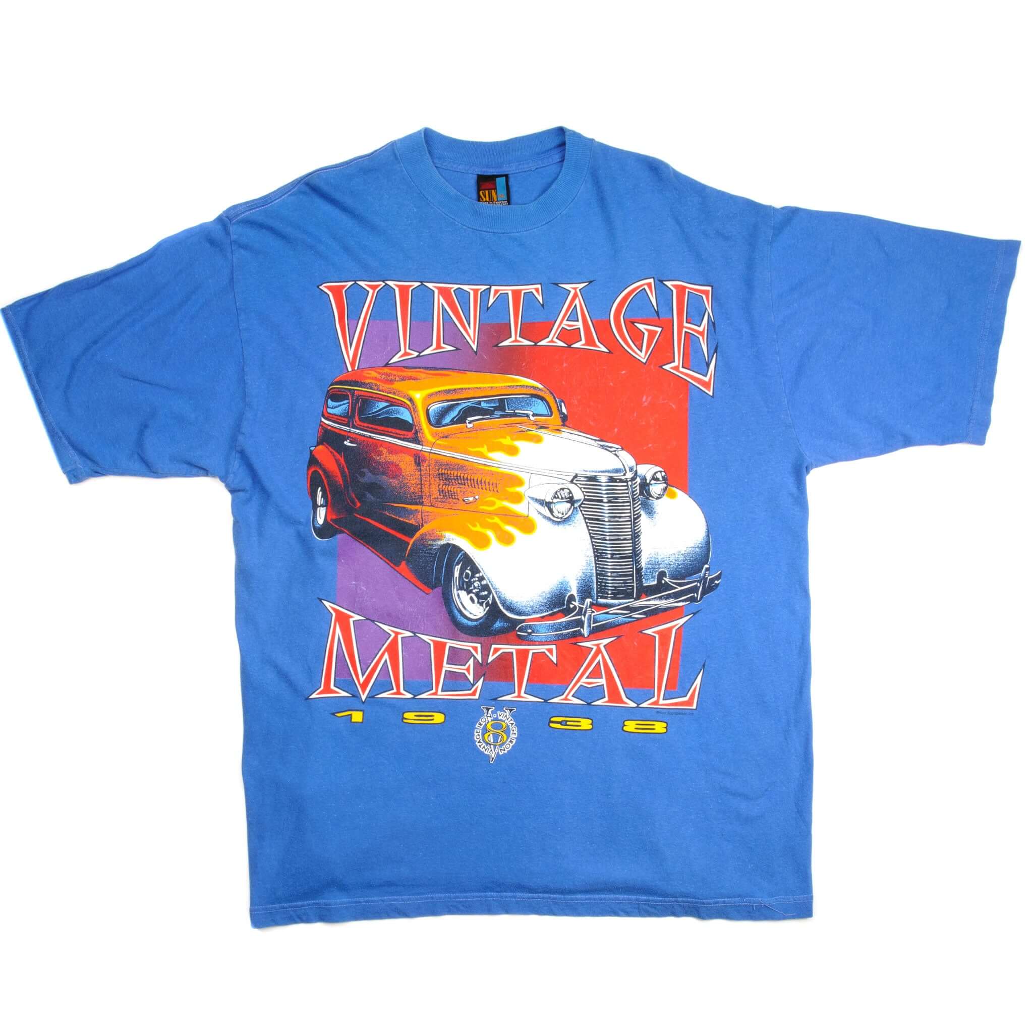 VINTAGE V8 VINTAGE METAL TEE SHIRT SIZE 2XL BLUE