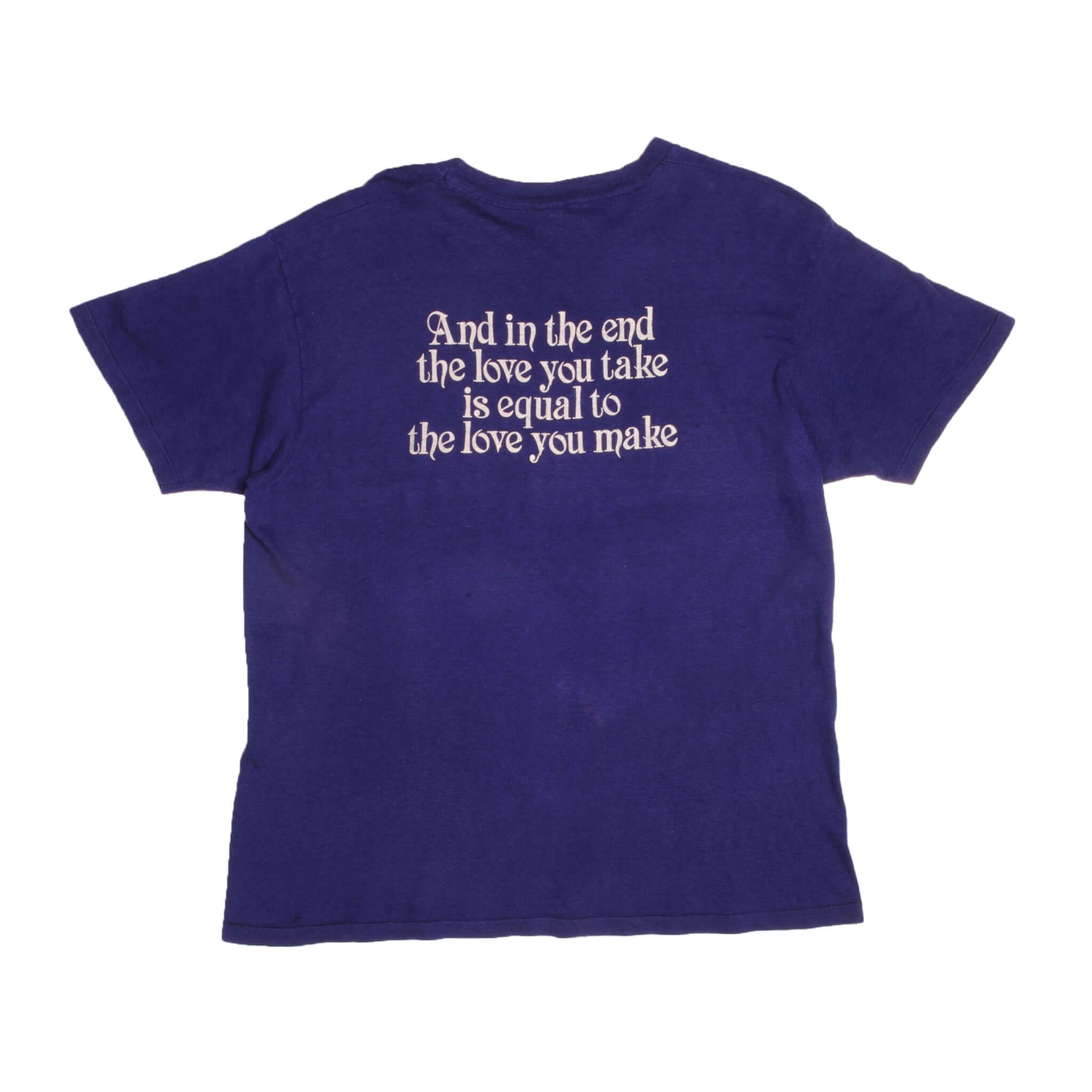 Vintage Blue John Lennon 1970/1980 Hanes Tee Shirt Size L With Single Stitch Sleeves Made In Usa