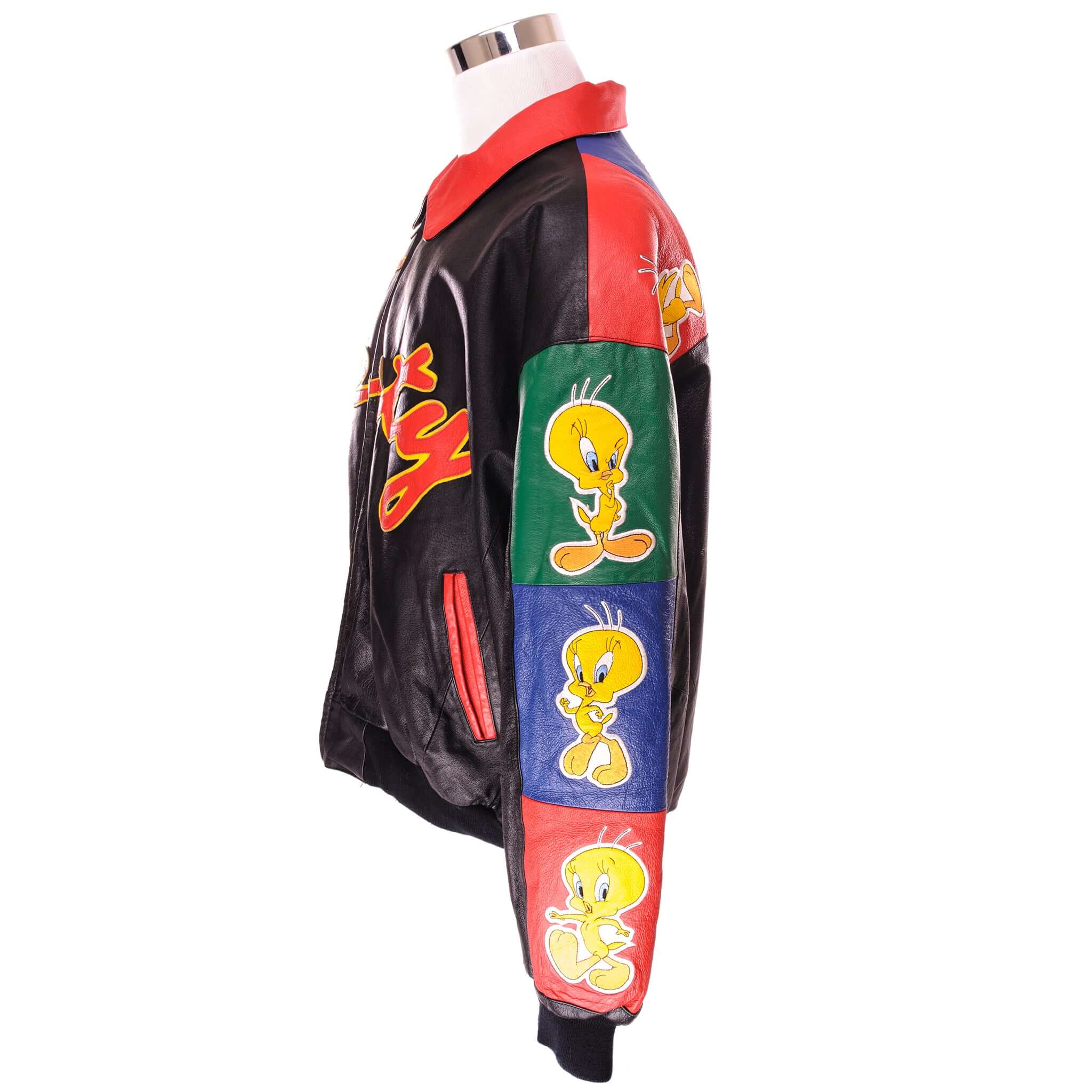 Vintage Warner Bros Looney Tunes Tweety Leather Jacket 1999 Size 3XLarge.