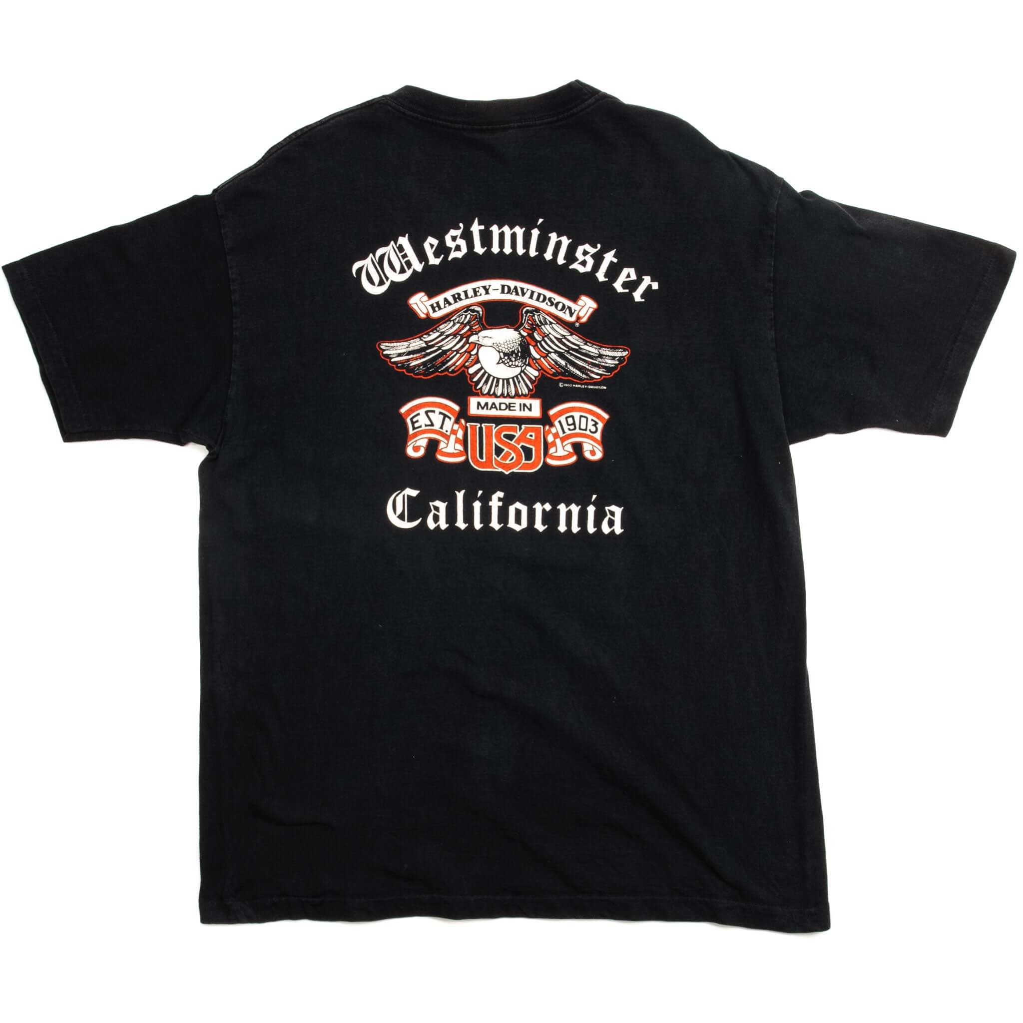 Vintage Harley Davidson Westminster California Tee Shirt Size Large Made In USA. BLACK