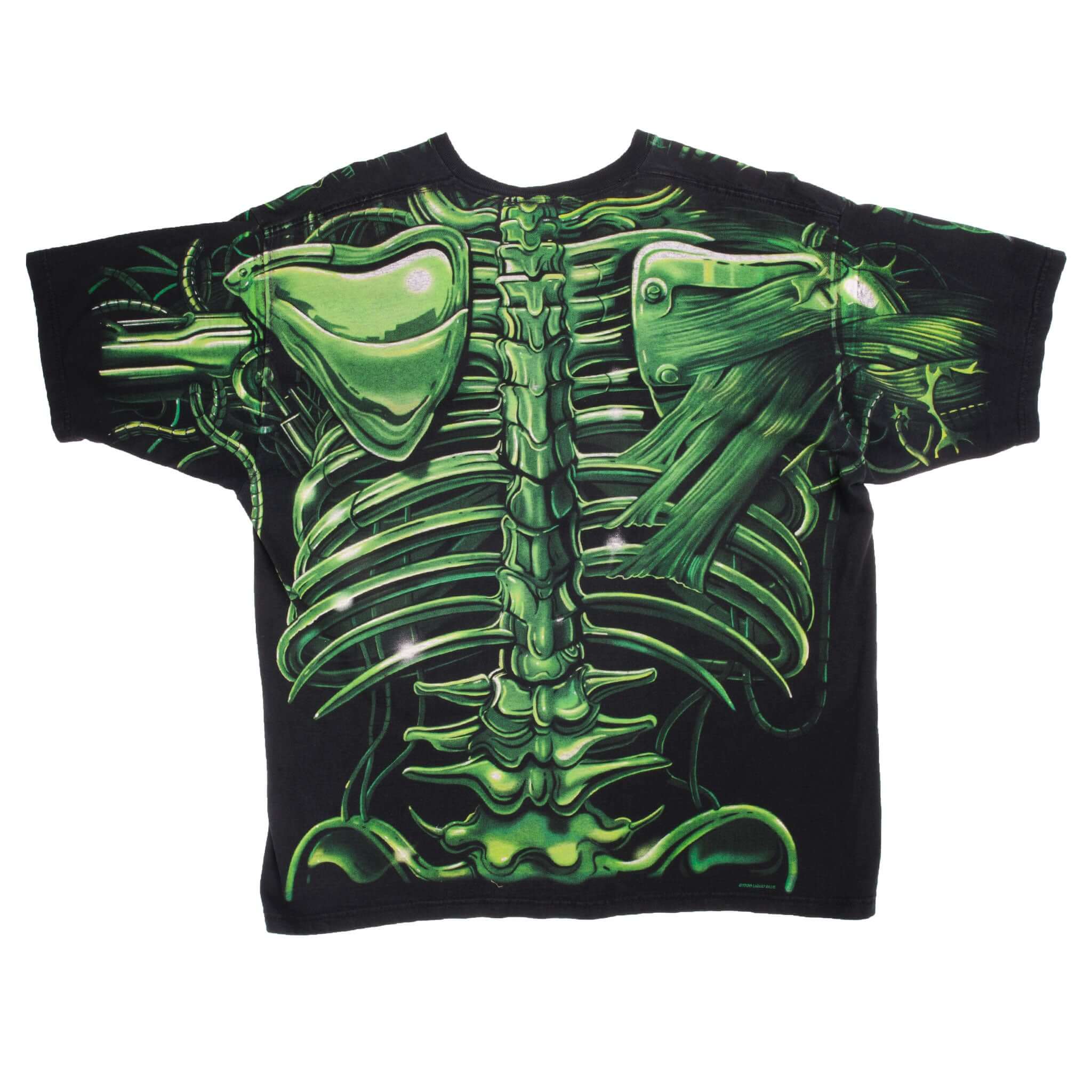 Vintage Liquid Blue Skull Tee Shirt 1998 Size XLarge