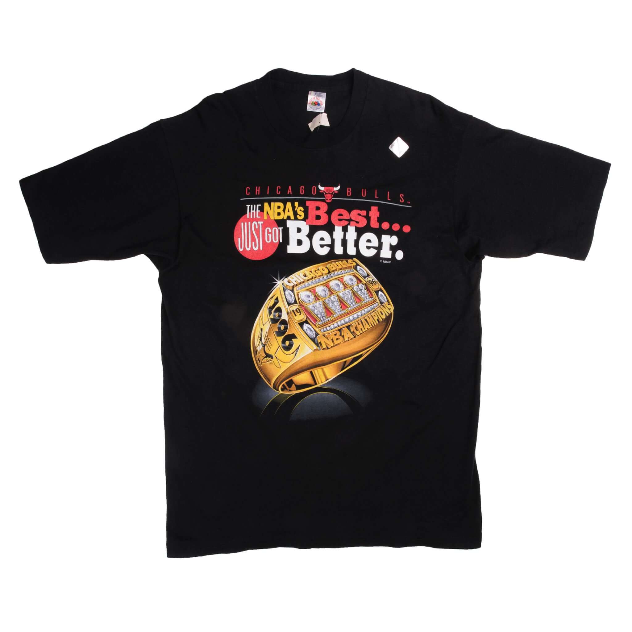 Vintage Dead Stock NBA Chicago Bulls 1996 Champions Tee Shirt Size Large. Made In USA With Single Stitch Sleeves