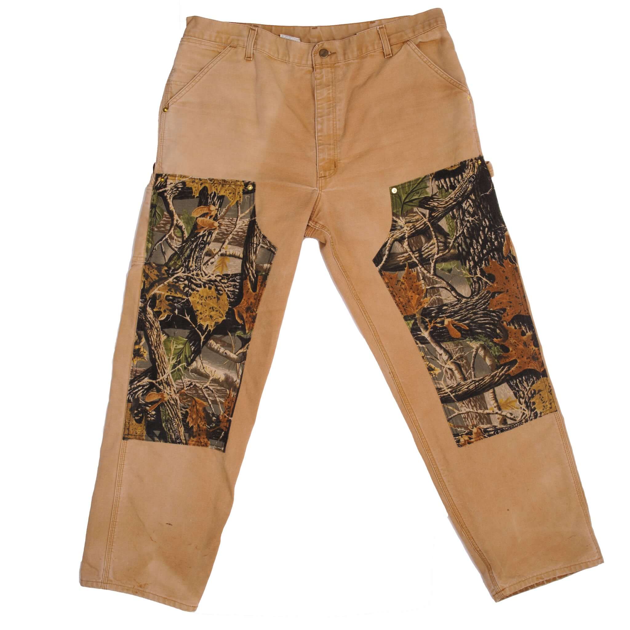 VINTAGE REWORKED CARHARTT DOUBLE KNEE CAMO CARPENTER PANTS SIZE 40X32 W40  L32