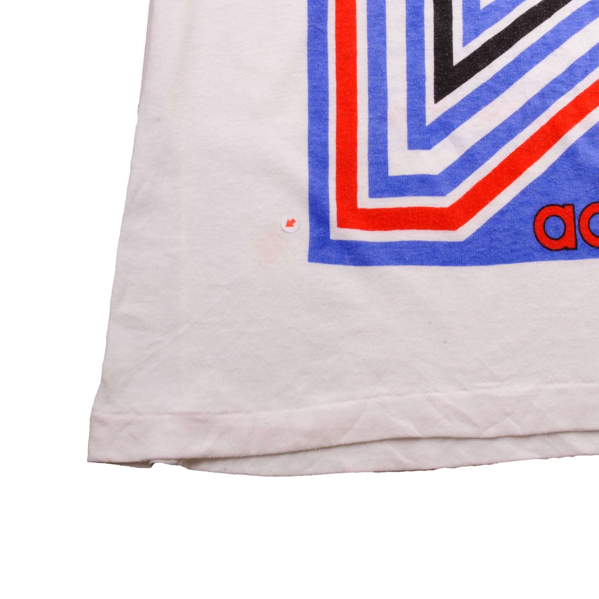 Vintage Adidas XIII Olympic Winter Games Lake Placid Tee Shirt 1980 Size Medium With Single Stitch Sleeves.