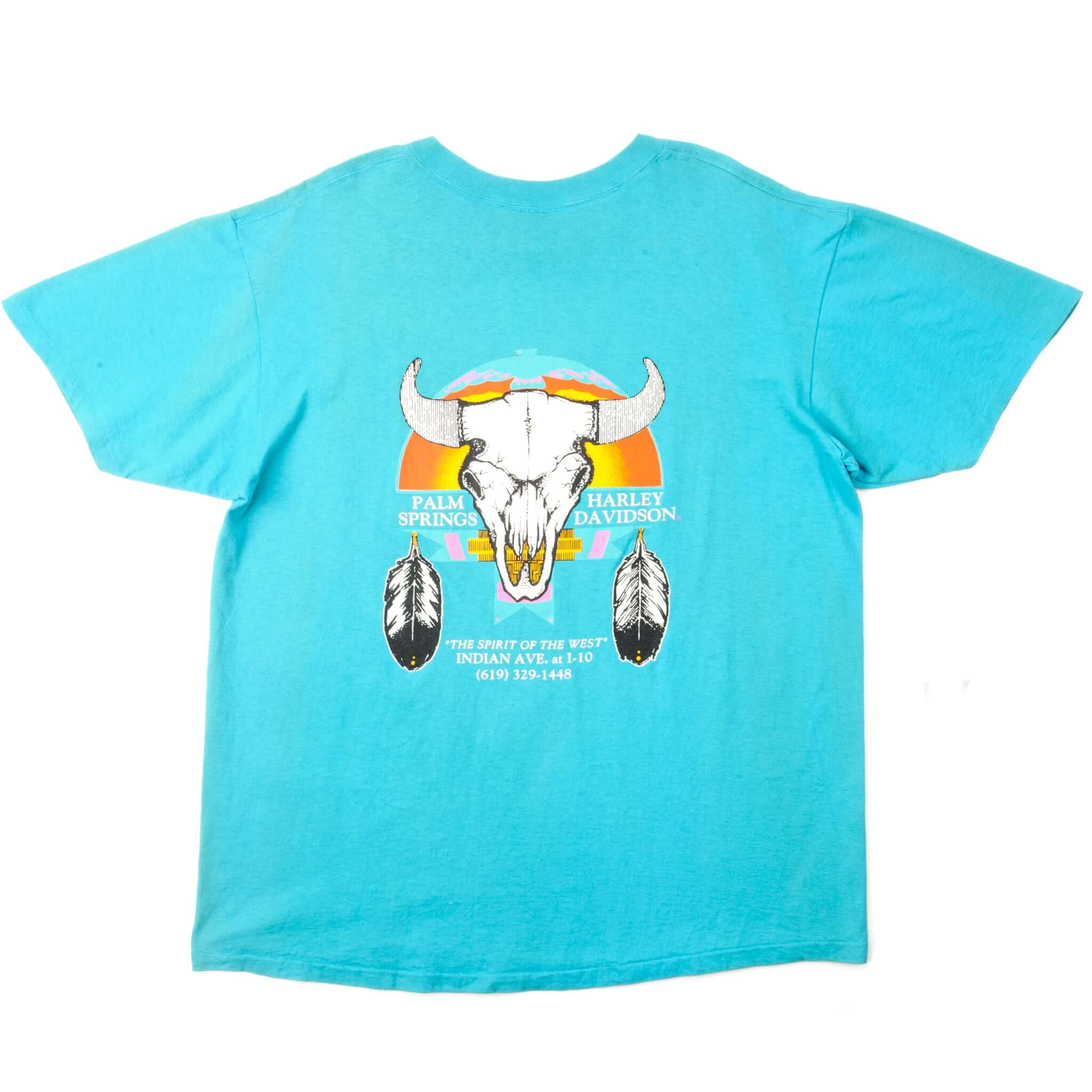 Vintage 3D Emblem Harley Davidson V-Twin Tee Shirt 1990 Size XL Made In USA. LIGHT BLUE