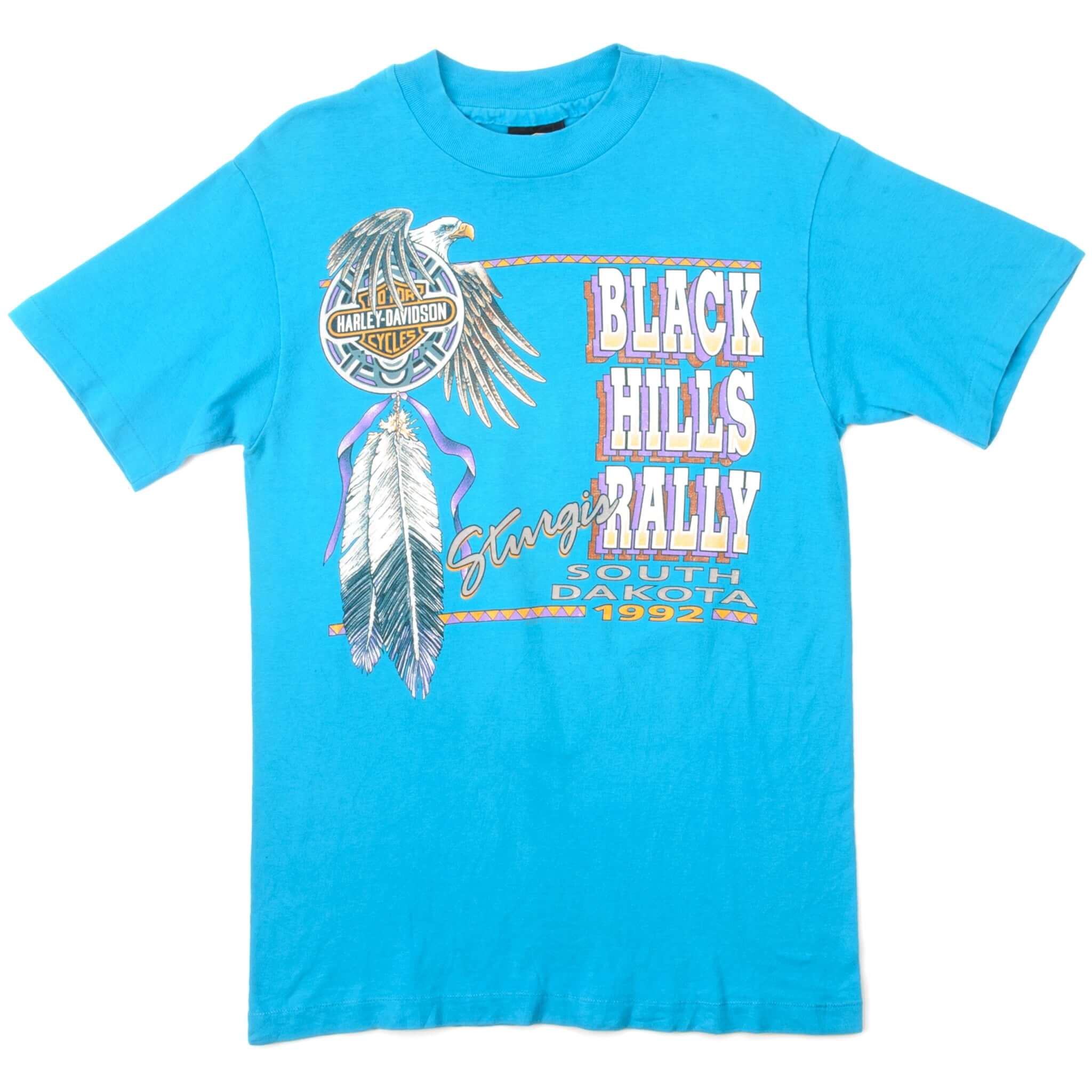 VINTAGE HARLEY DAVIDSON TEE SHIRT 1992 SIZE SMALL MADE IN USA. LIGHT BLUE